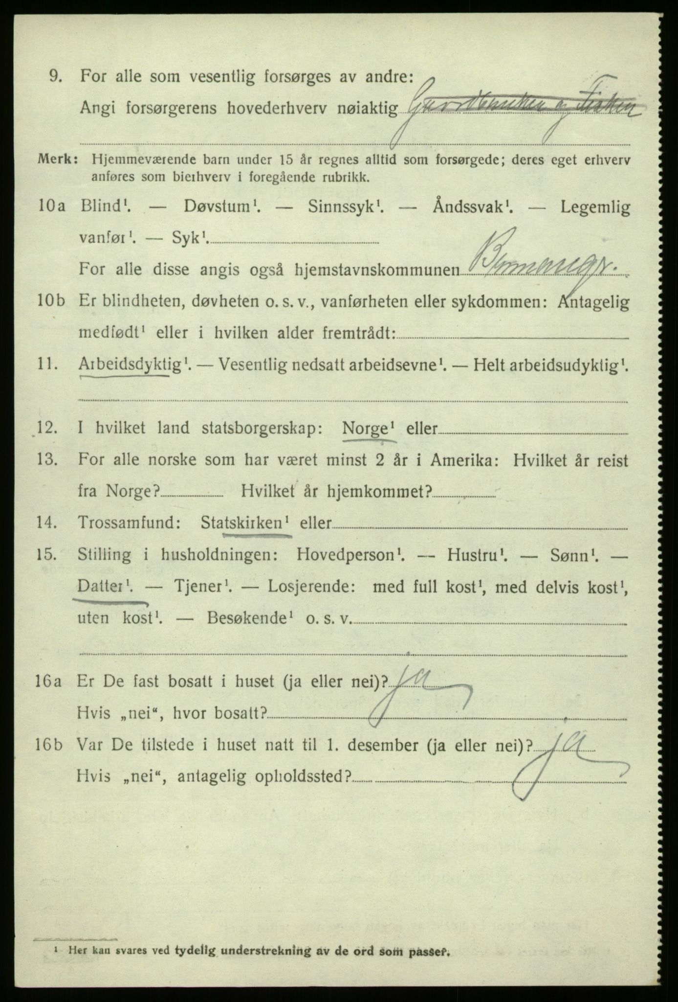 SAB, 1920 census for Bremanger, 1920, p. 2343