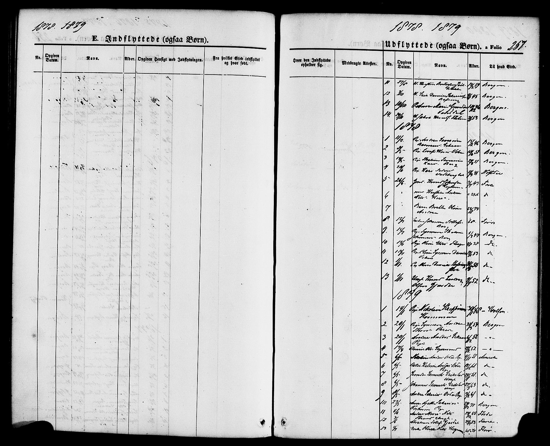 Jølster sokneprestembete, SAB/A-80701/H/Haa/Haaa/L0011: Parish register (official) no. A 11, 1866-1881, p. 257