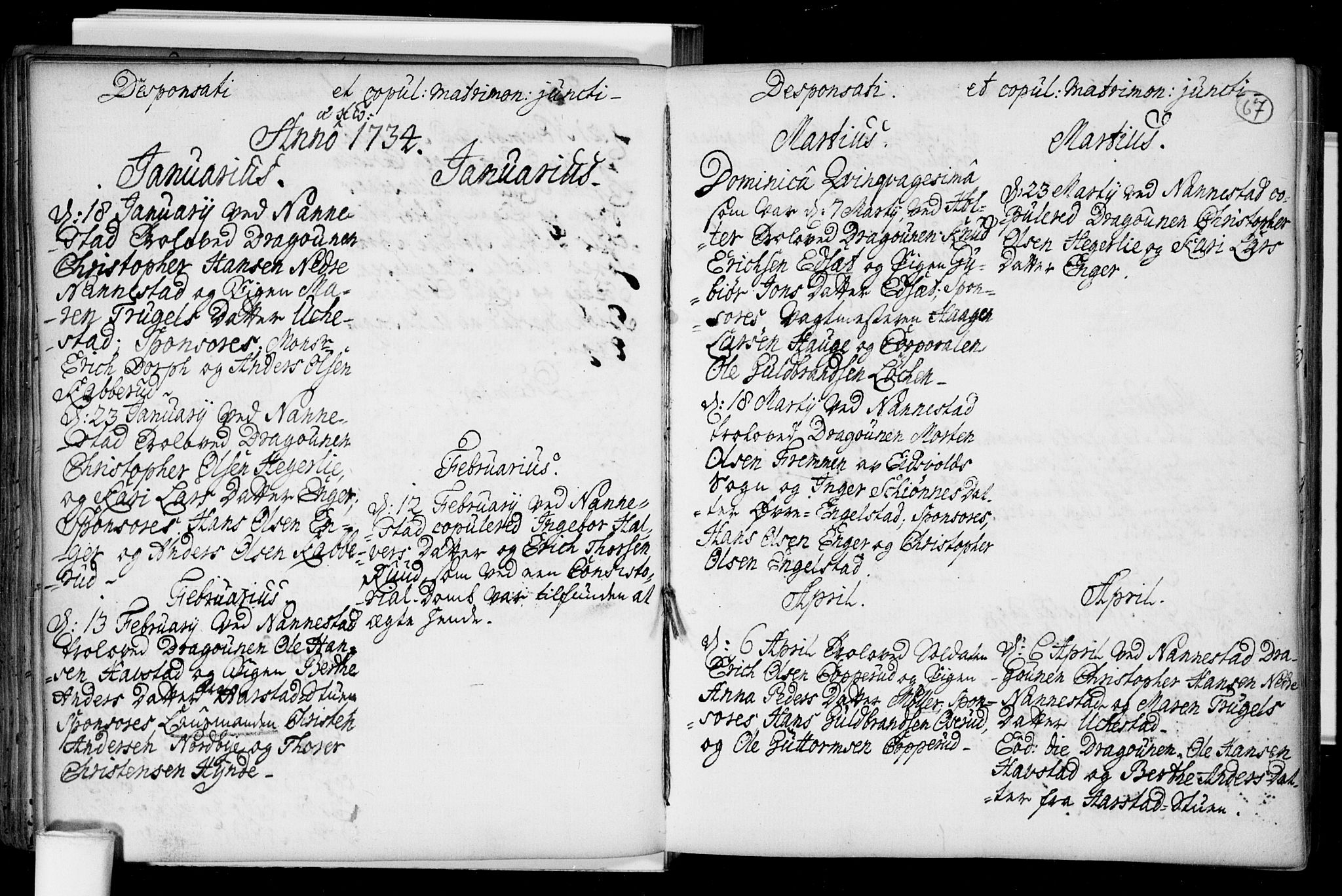 Nannestad prestekontor Kirkebøker, SAO/A-10414a/F/Fa/L0005: Parish register (official) no. I 5, 1729-1738, p. 67