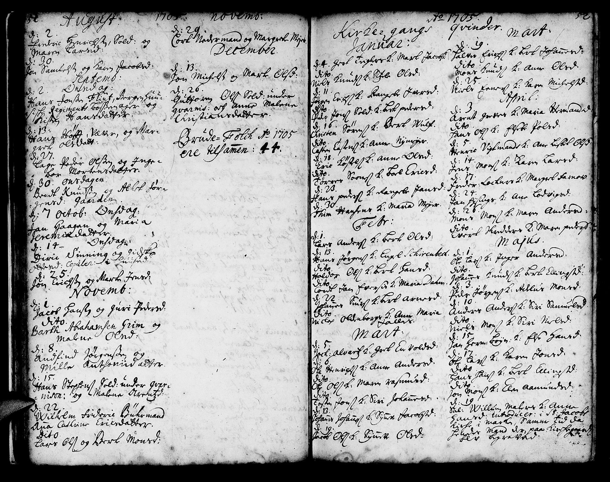Korskirken sokneprestembete, SAB/A-76101/H/Haa/L0008: Parish register (official) no. A 8, 1698-1747, p. 51-52