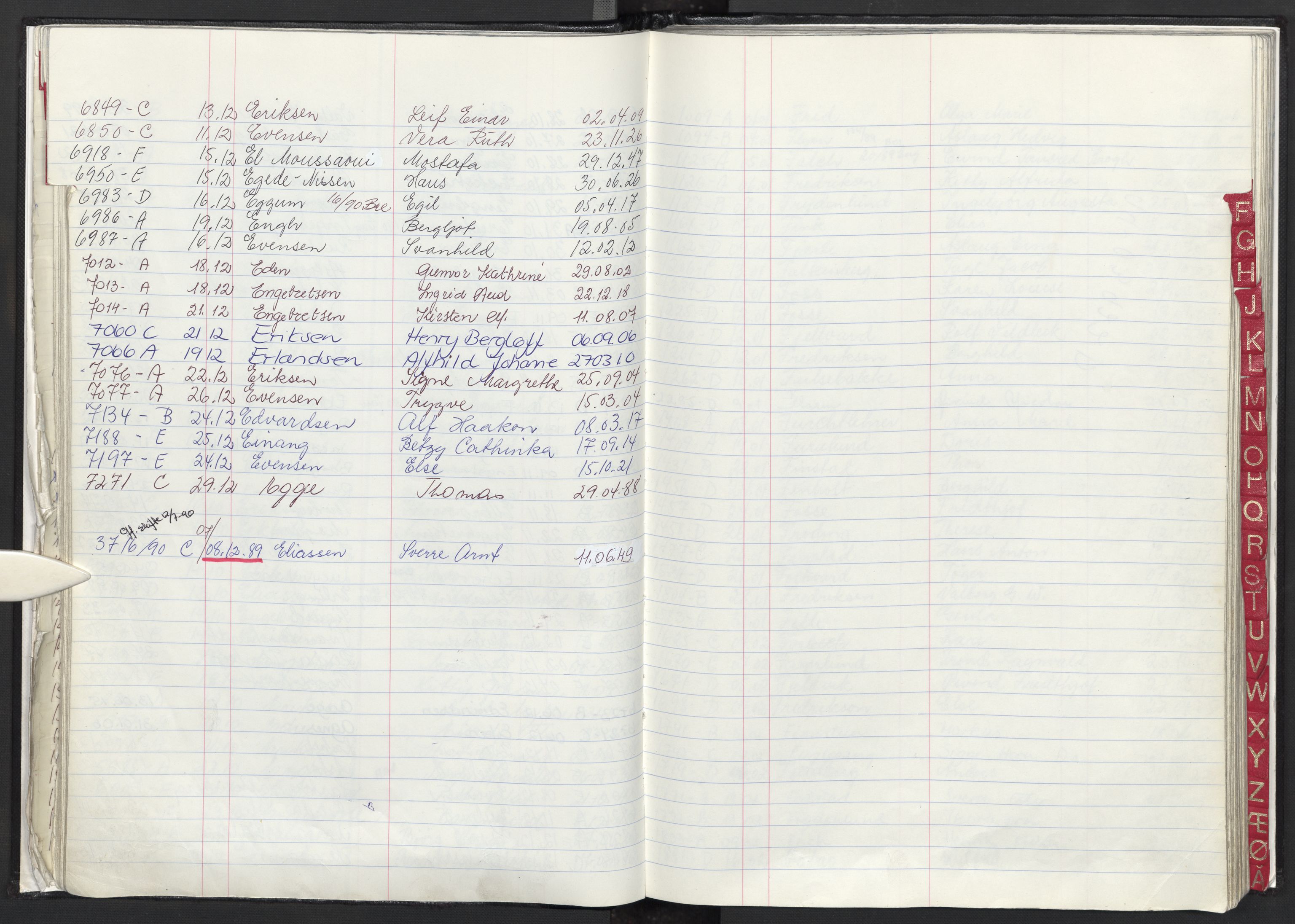Oslo skifterett, AV/SAO-A-10383/F/Fa/Faa/L0089: Navneregister dødsfallssaker, 1989