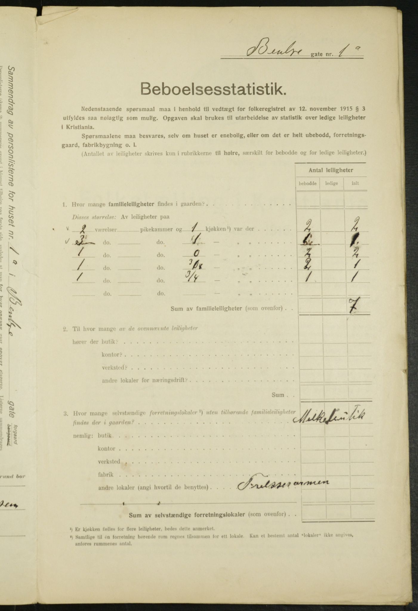 OBA, Municipal Census 1916 for Kristiania, 1916, p. 3564