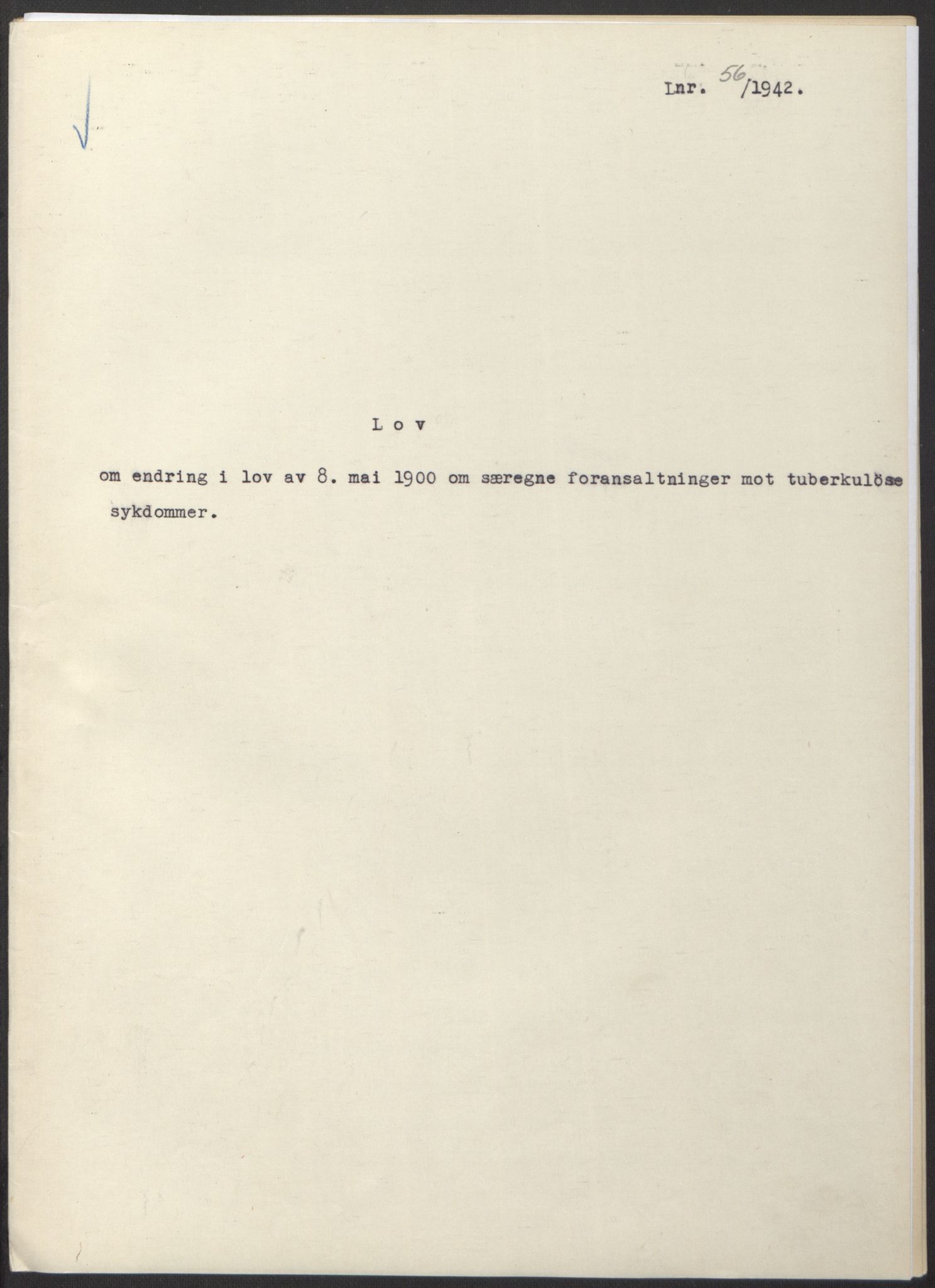 NS-administrasjonen 1940-1945 (Statsrådsekretariatet, de kommisariske statsråder mm), RA/S-4279/D/Db/L0097: Lover I, 1942, p. 155