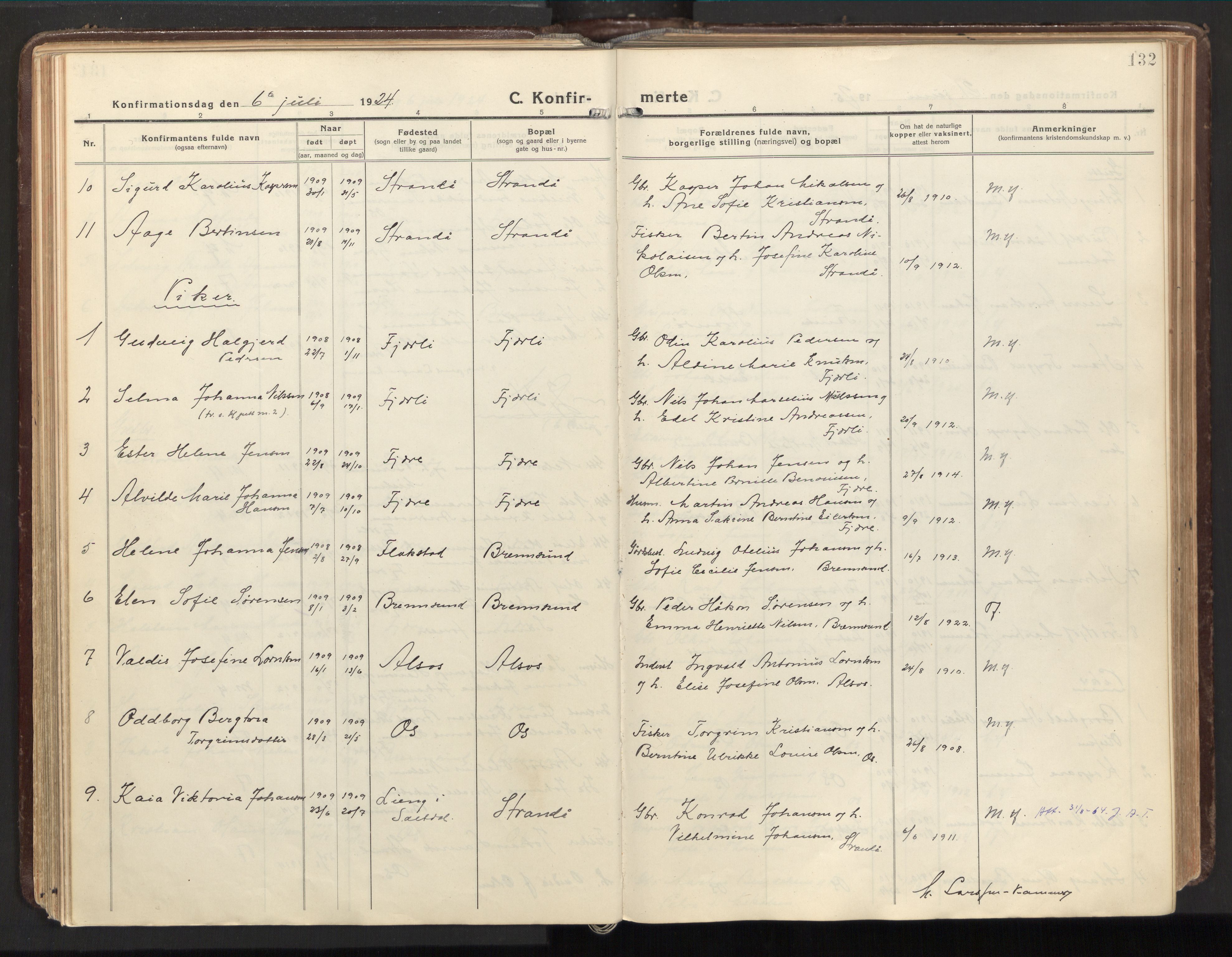 Ministerialprotokoller, klokkerbøker og fødselsregistre - Nordland, AV/SAT-A-1459/803/L0073: Parish register (official) no. 803A03, 1920-1955, p. 132