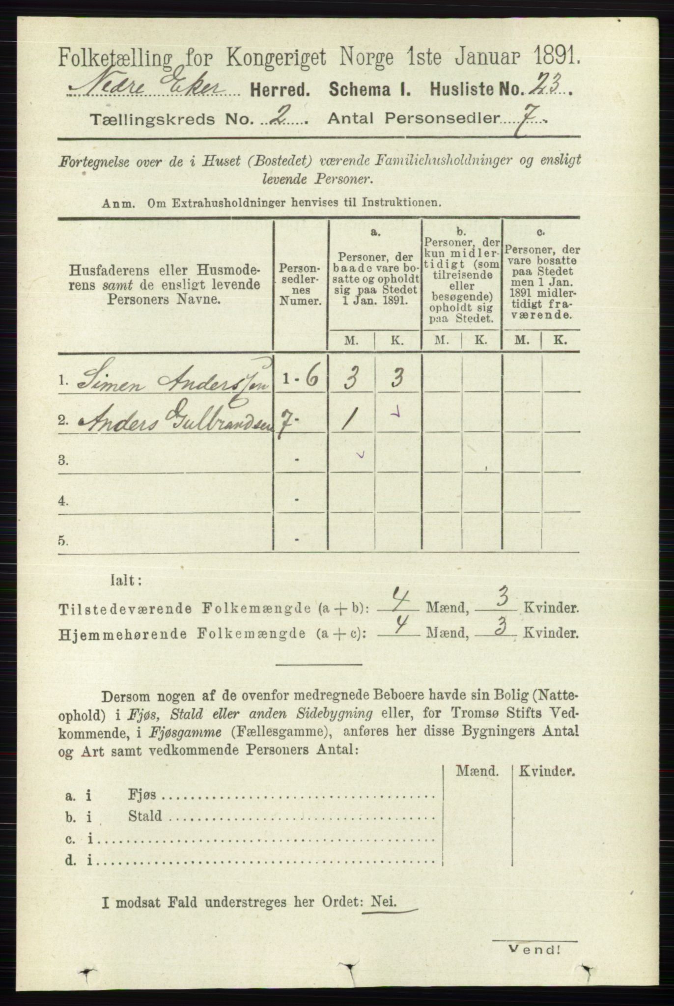 RA, 1891 census for 0625 Nedre Eiker, 1891, p. 469