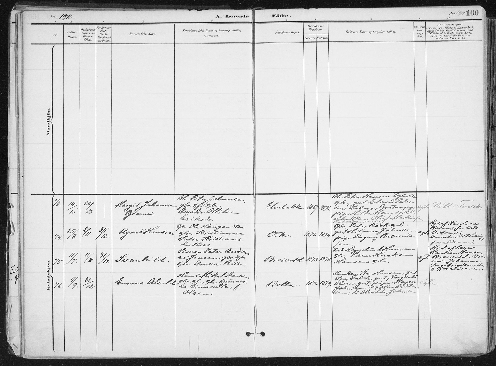 Ibestad sokneprestembete, SATØ/S-0077/H/Ha/Haa/L0017kirke: Parish register (official) no. 17, 1901-1914, p. 160