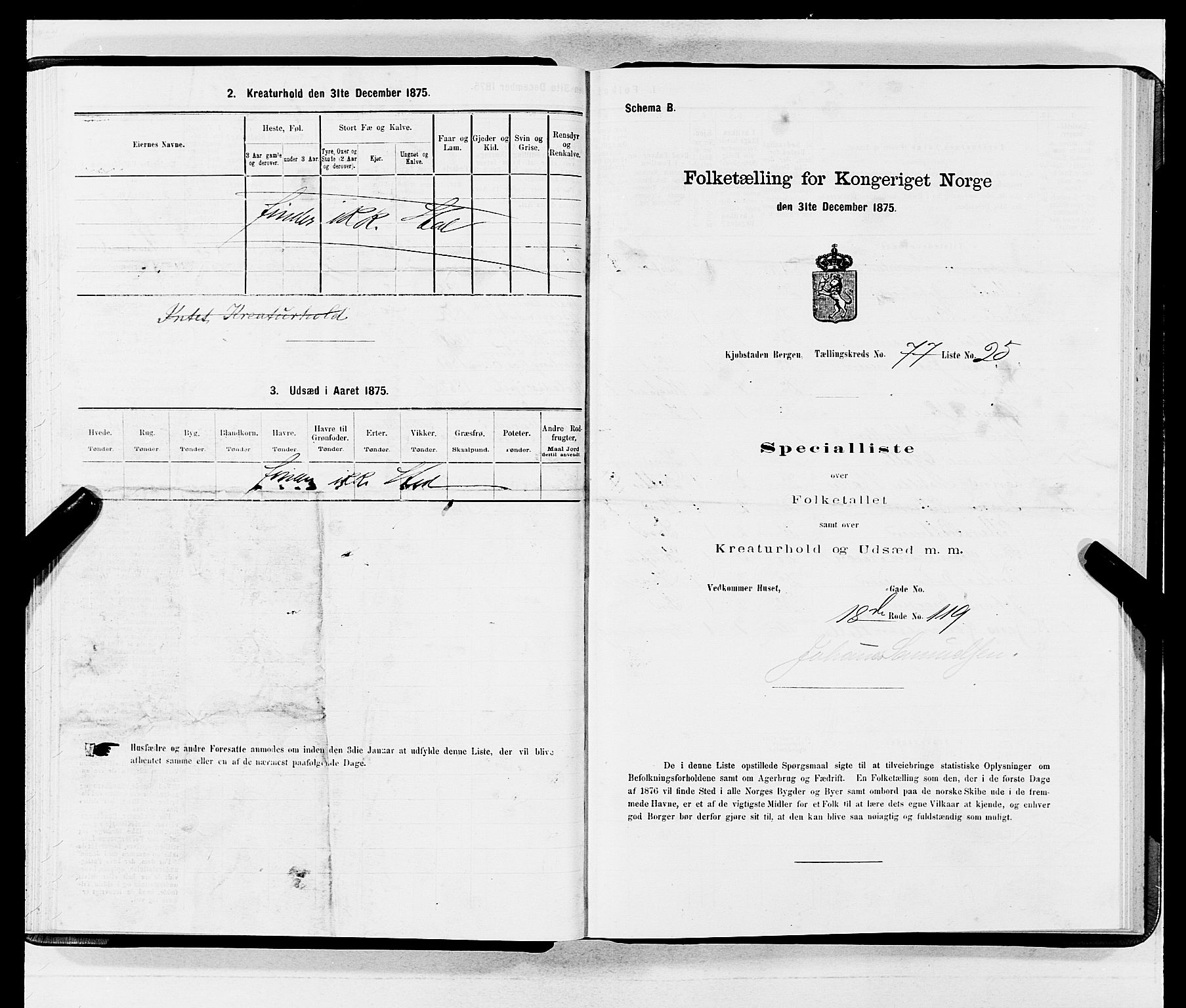 SAB, 1875 census for 1301 Bergen, 1875, p. 4177