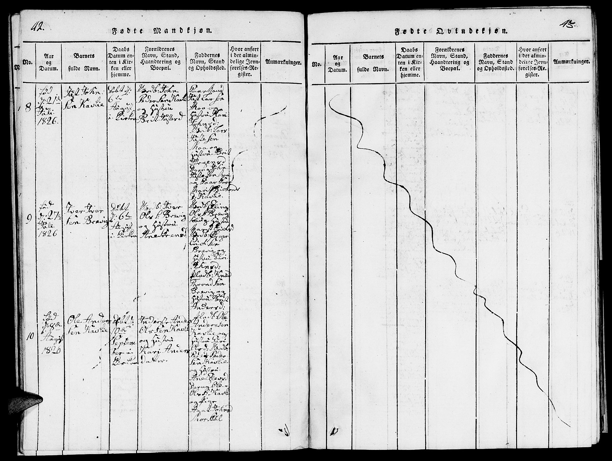 Ministerialprotokoller, klokkerbøker og fødselsregistre - Møre og Romsdal, SAT/A-1454/545/L0587: Parish register (copy) no. 545C01, 1818-1836, p. 42-43