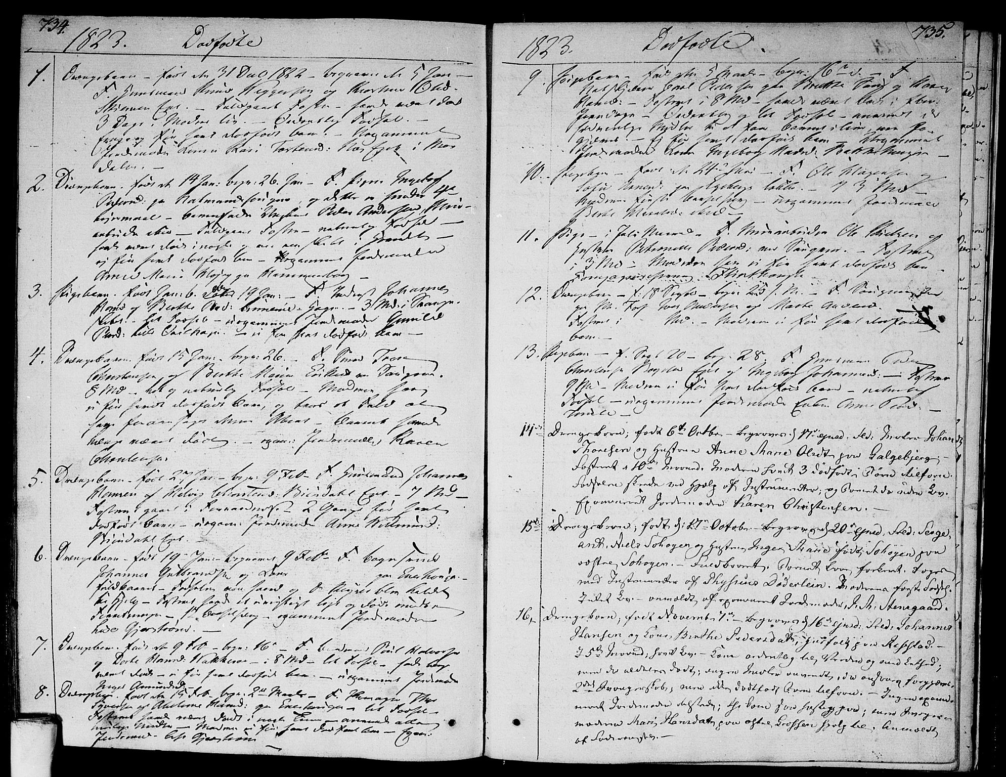 Aker prestekontor kirkebøker, SAO/A-10861/F/L0012: Parish register (official) no. 12, 1819-1828, p. 734-735