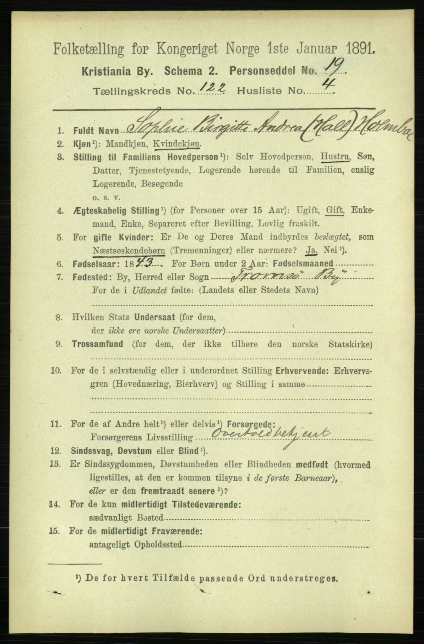 RA, 1891 census for 0301 Kristiania, 1891, p. 64732