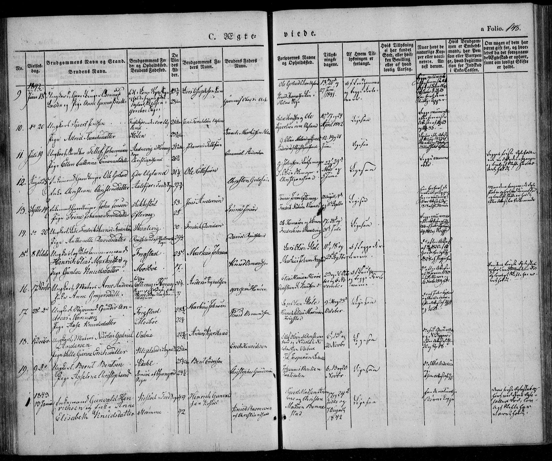 Oddernes sokneprestkontor, SAK/1111-0033/F/Fa/Faa/L0006: Parish register (official) no. A 6, 1838-1851, p. 148