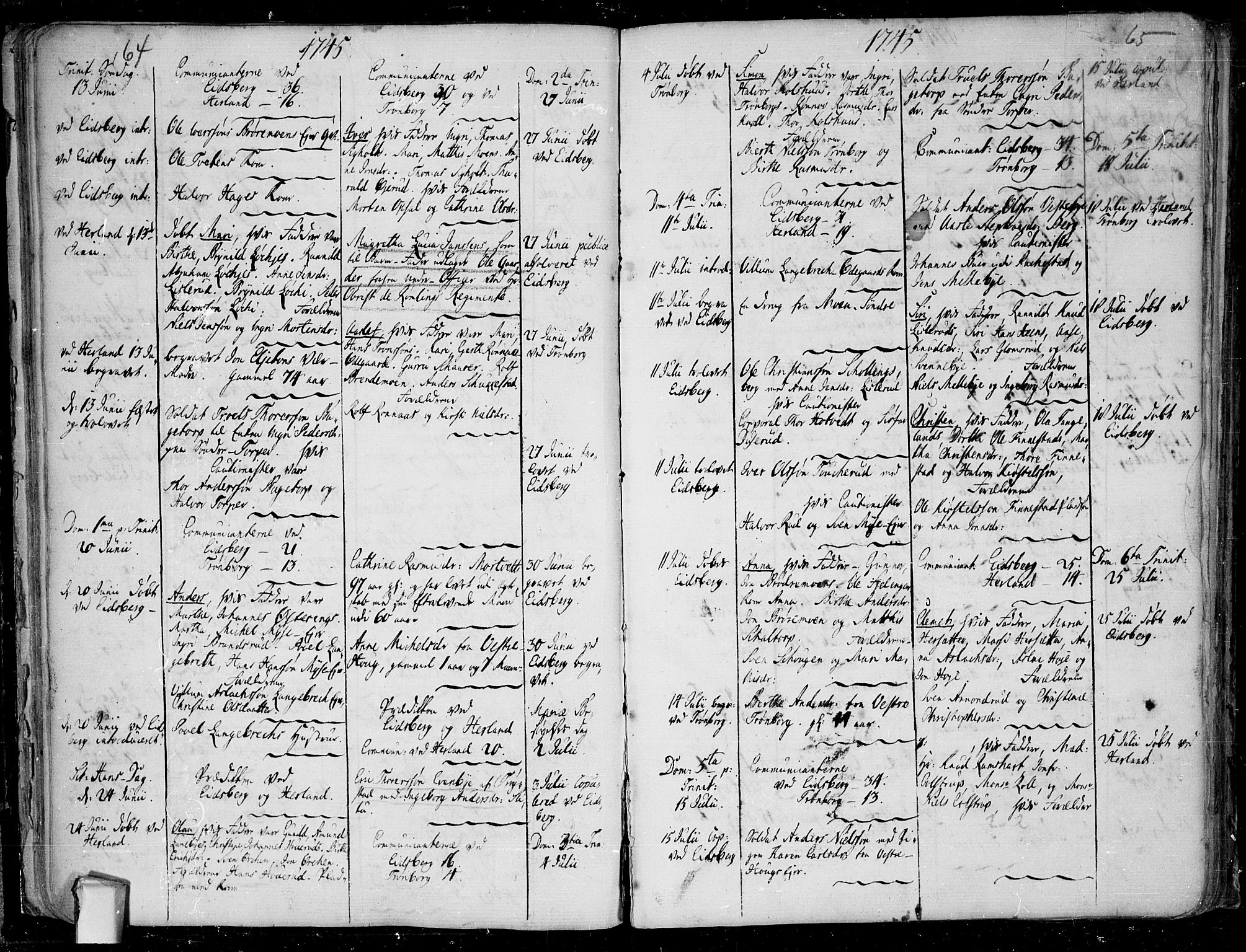 Eidsberg prestekontor Kirkebøker, AV/SAO-A-10905/F/Fa/L0003: Parish register (official) no.  I 3, 1742-1758, p. 64-65