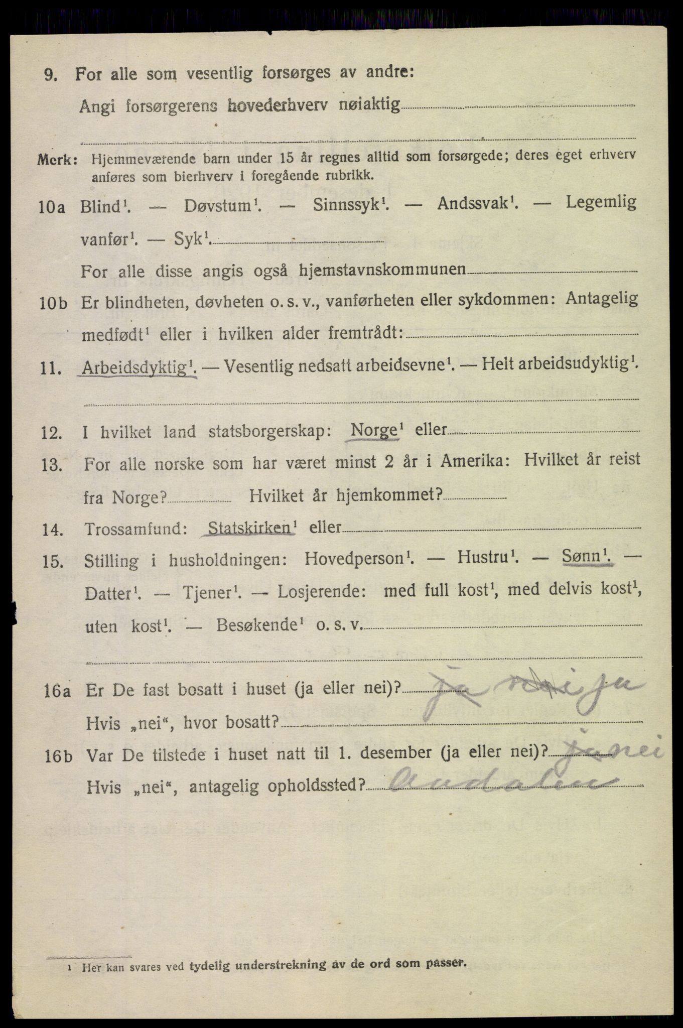 SAH, 1920 census for Nordre Land, 1920, p. 5823