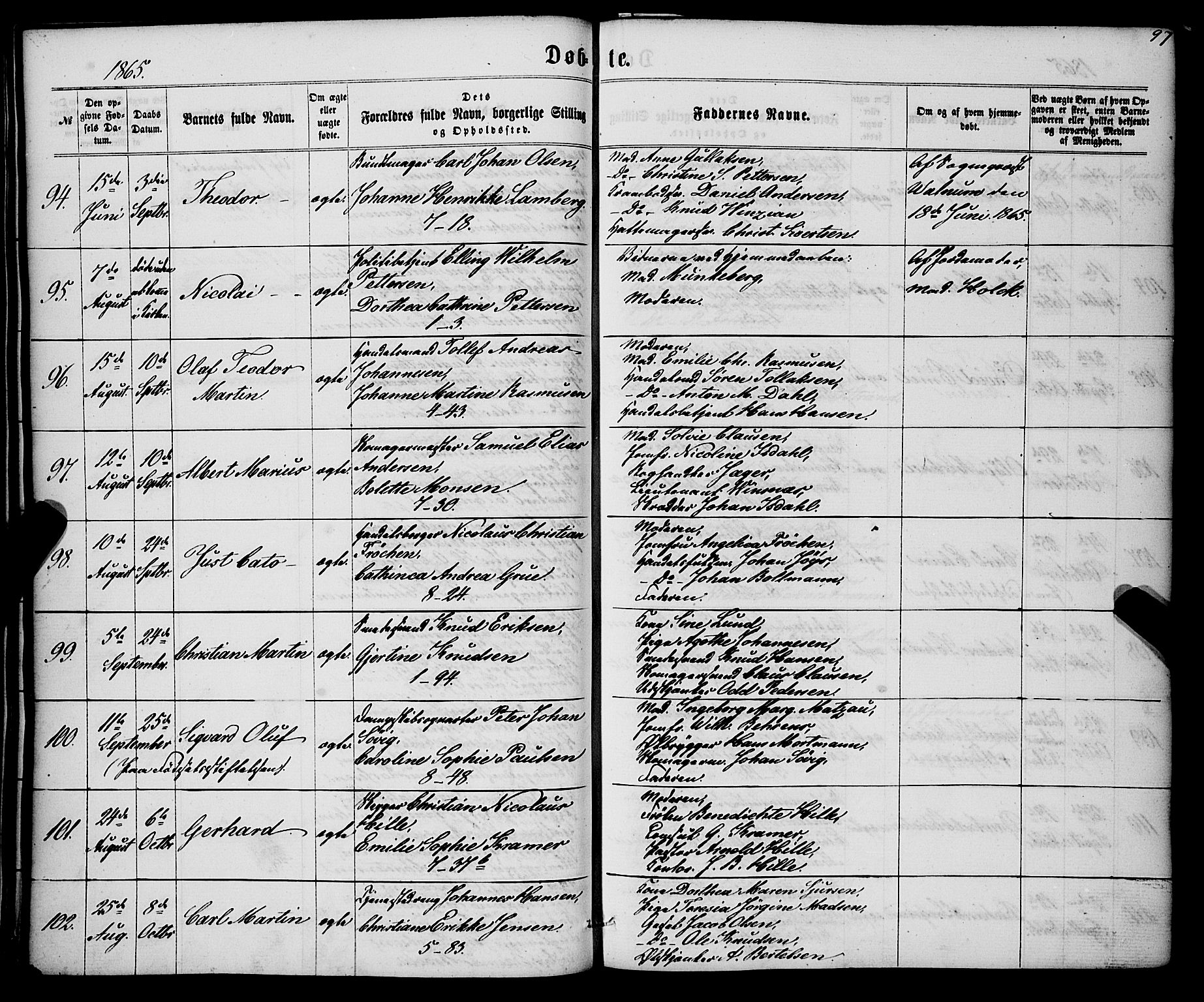 Nykirken Sokneprestembete, AV/SAB-A-77101/H/Haa/L0015: Parish register (official) no. B 2, 1858-1869, p. 97