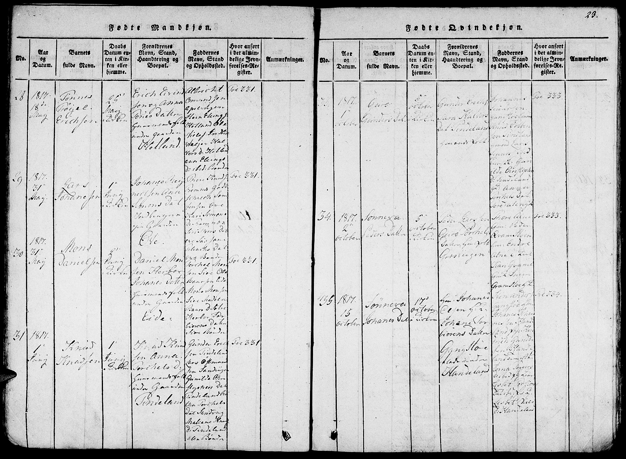 Fjelberg sokneprestembete, SAB/A-75201/H/Haa: Parish register (official) no. A 4, 1816-1822, p. 23