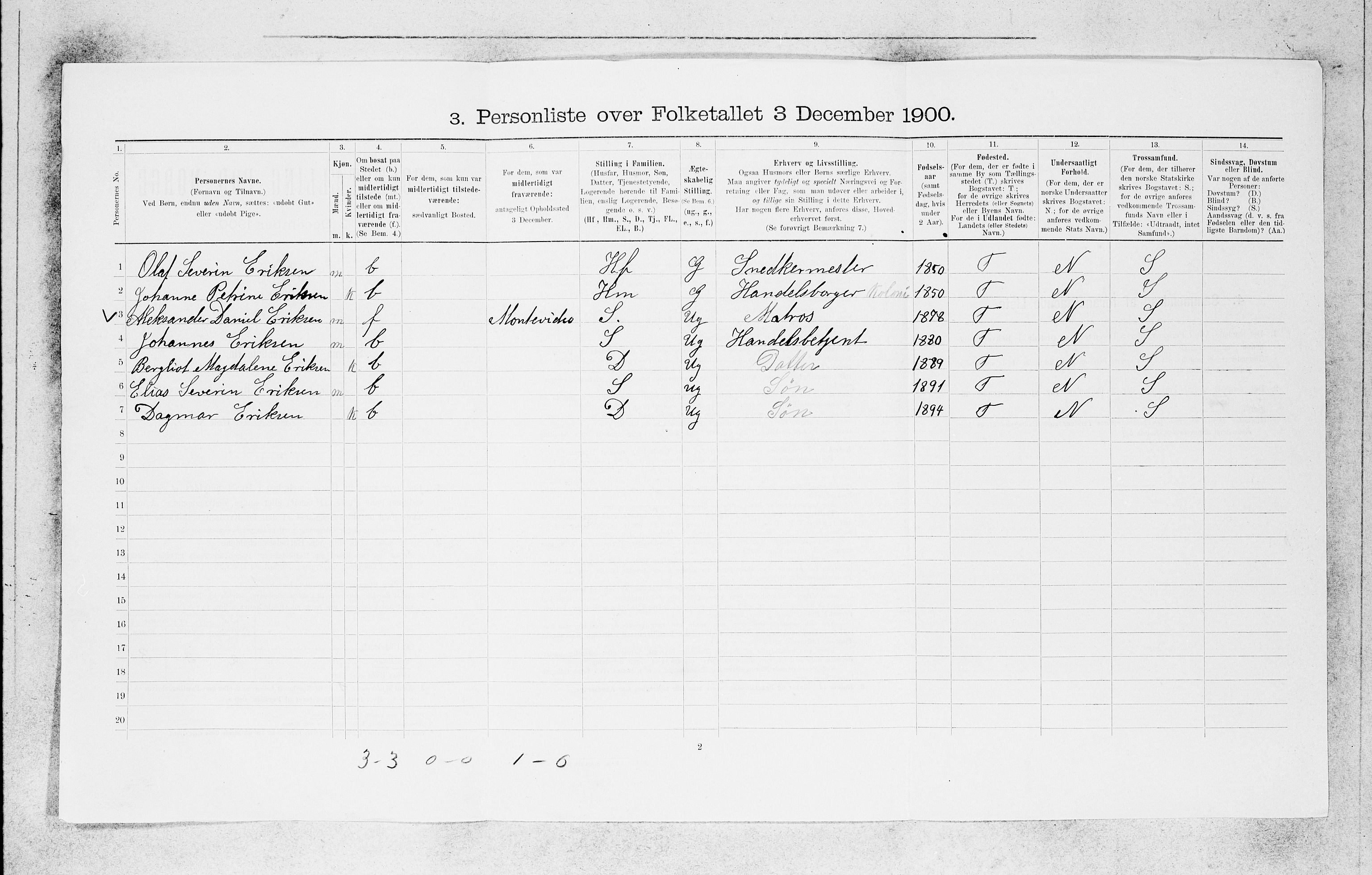 SAB, 1900 census for Bergen, 1900, p. 2638