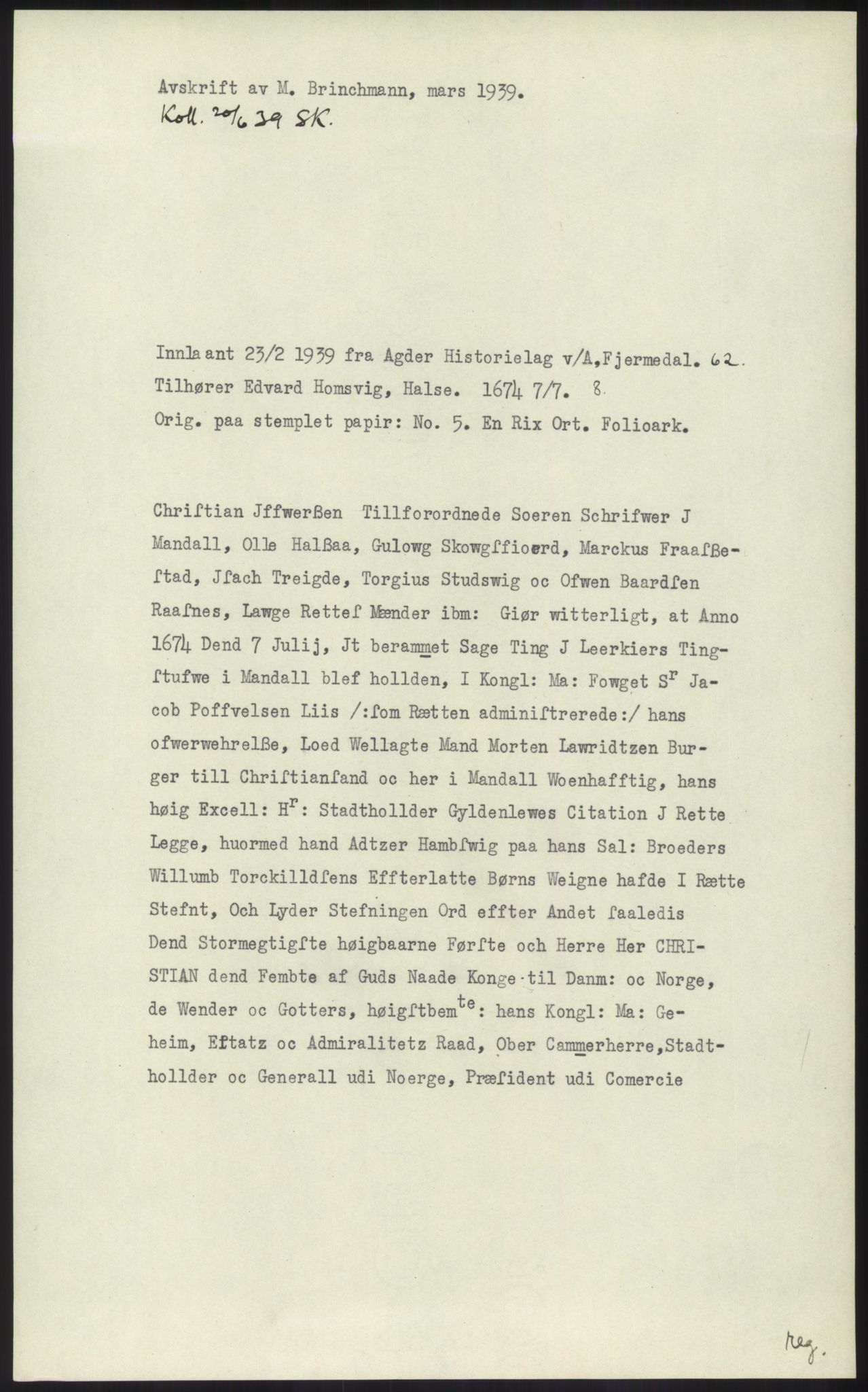 Samlinger til kildeutgivelse, Diplomavskriftsamlingen, RA/EA-4053/H/Ha, p. 1665