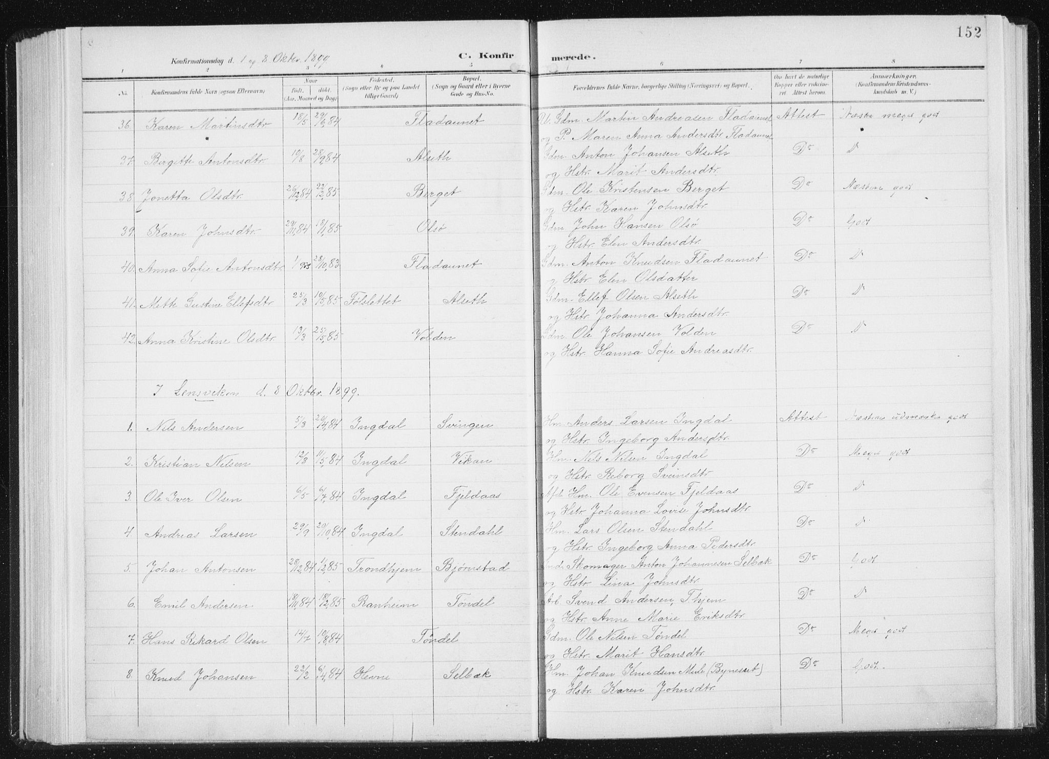 Ministerialprotokoller, klokkerbøker og fødselsregistre - Sør-Trøndelag, SAT/A-1456/647/L0635: Parish register (official) no. 647A02, 1896-1911, p. 152