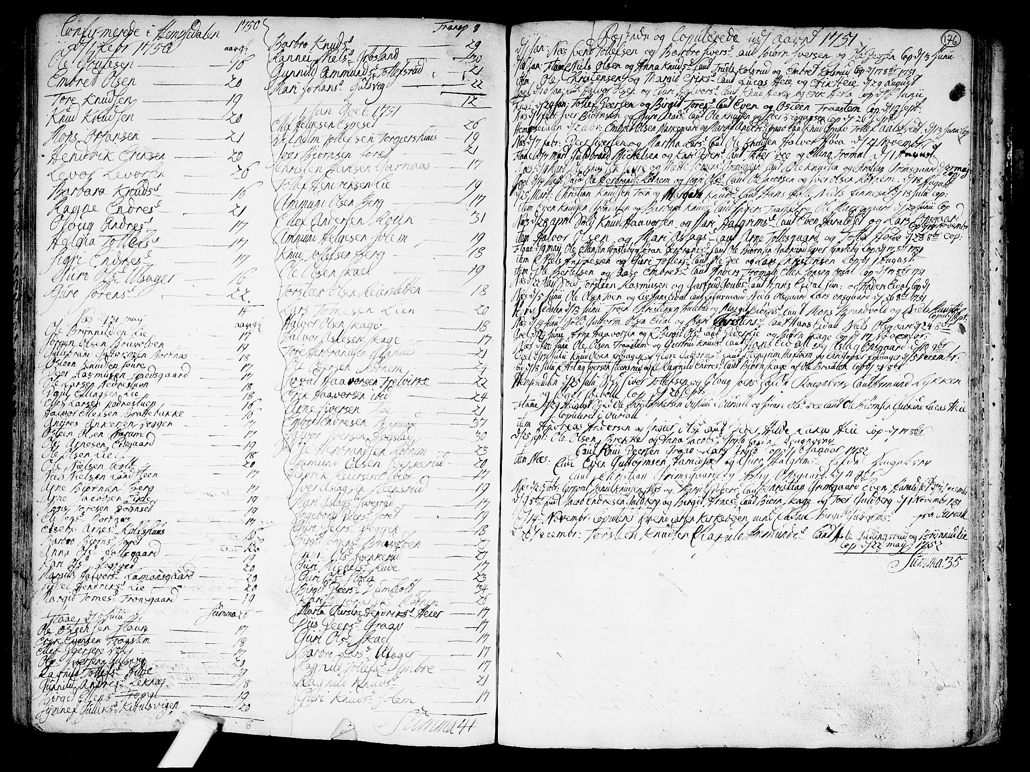 Nes kirkebøker, SAKO/A-236/F/Fa/L0002: Parish register (official) no. 2, 1707-1759, p. 176