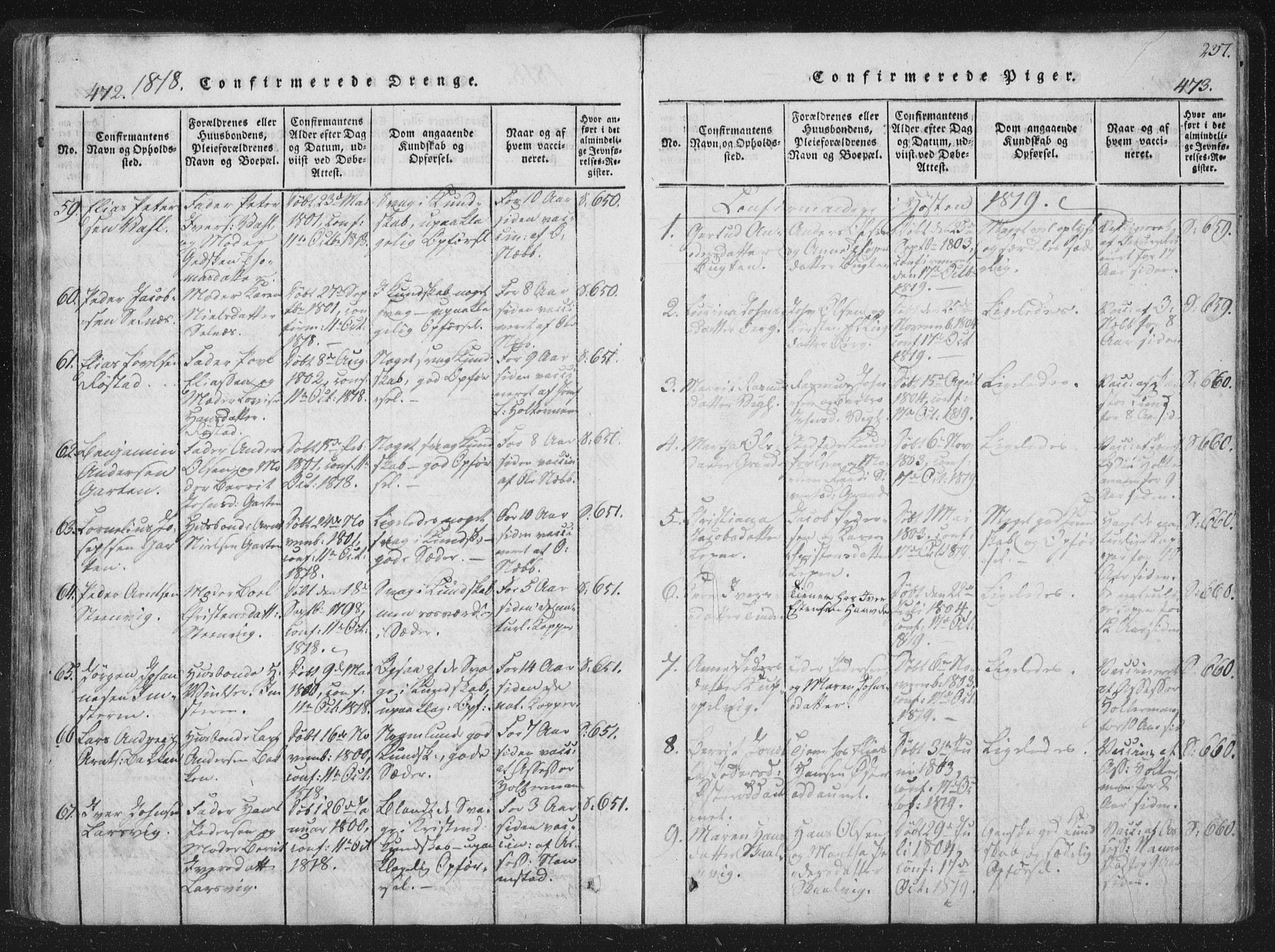 Ministerialprotokoller, klokkerbøker og fødselsregistre - Sør-Trøndelag, SAT/A-1456/659/L0734: Parish register (official) no. 659A04, 1818-1825, p. 472-473