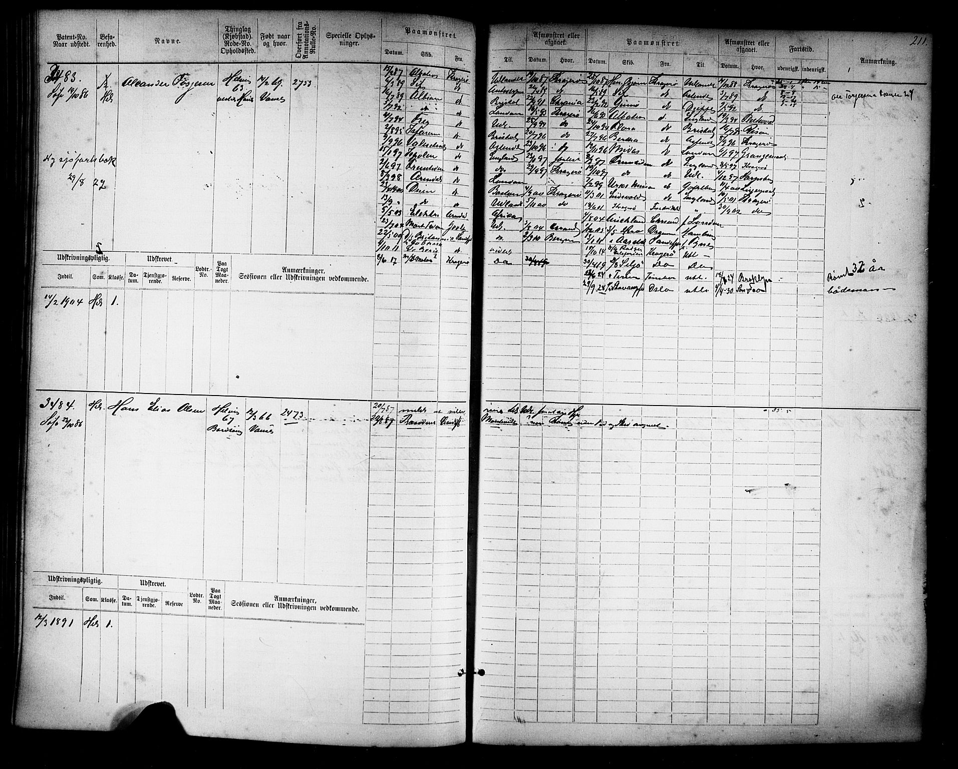 Farsund mønstringskrets, AV/SAK-2031-0017/F/Fb/L0019: Hovedrulle nr 3067-3832, Z-11, 1882-1922, p. 215