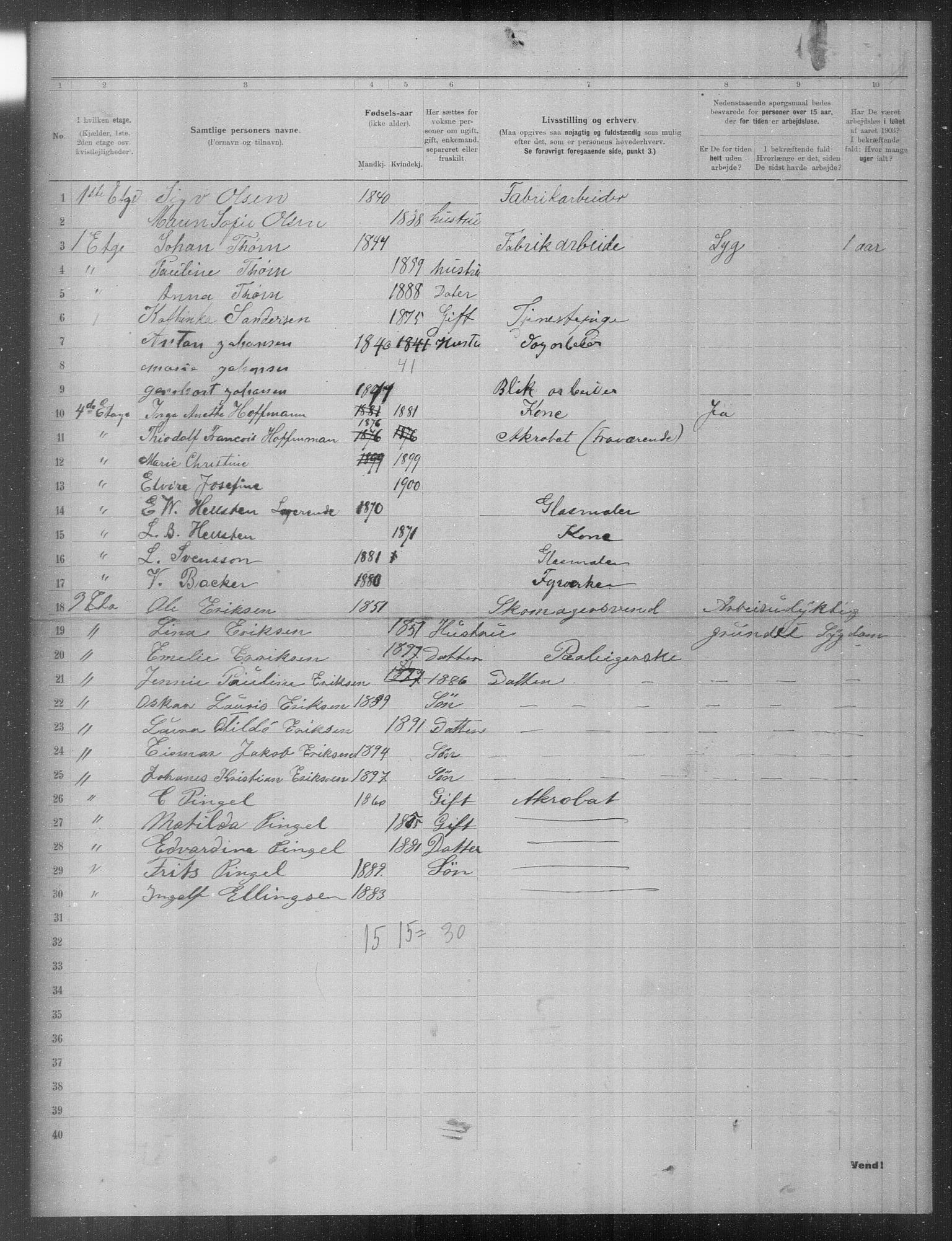 OBA, Municipal Census 1903 for Kristiania, 1903, p. 16912