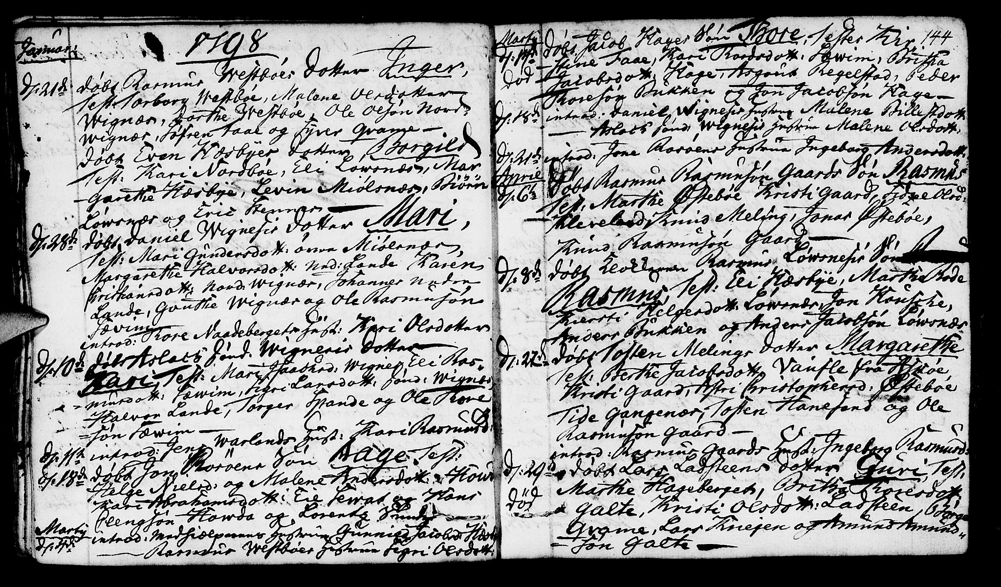 Finnøy sokneprestkontor, SAST/A-101825/H/Ha/Haa/L0005: Parish register (official) no. A 5, 1773-1816, p. 144