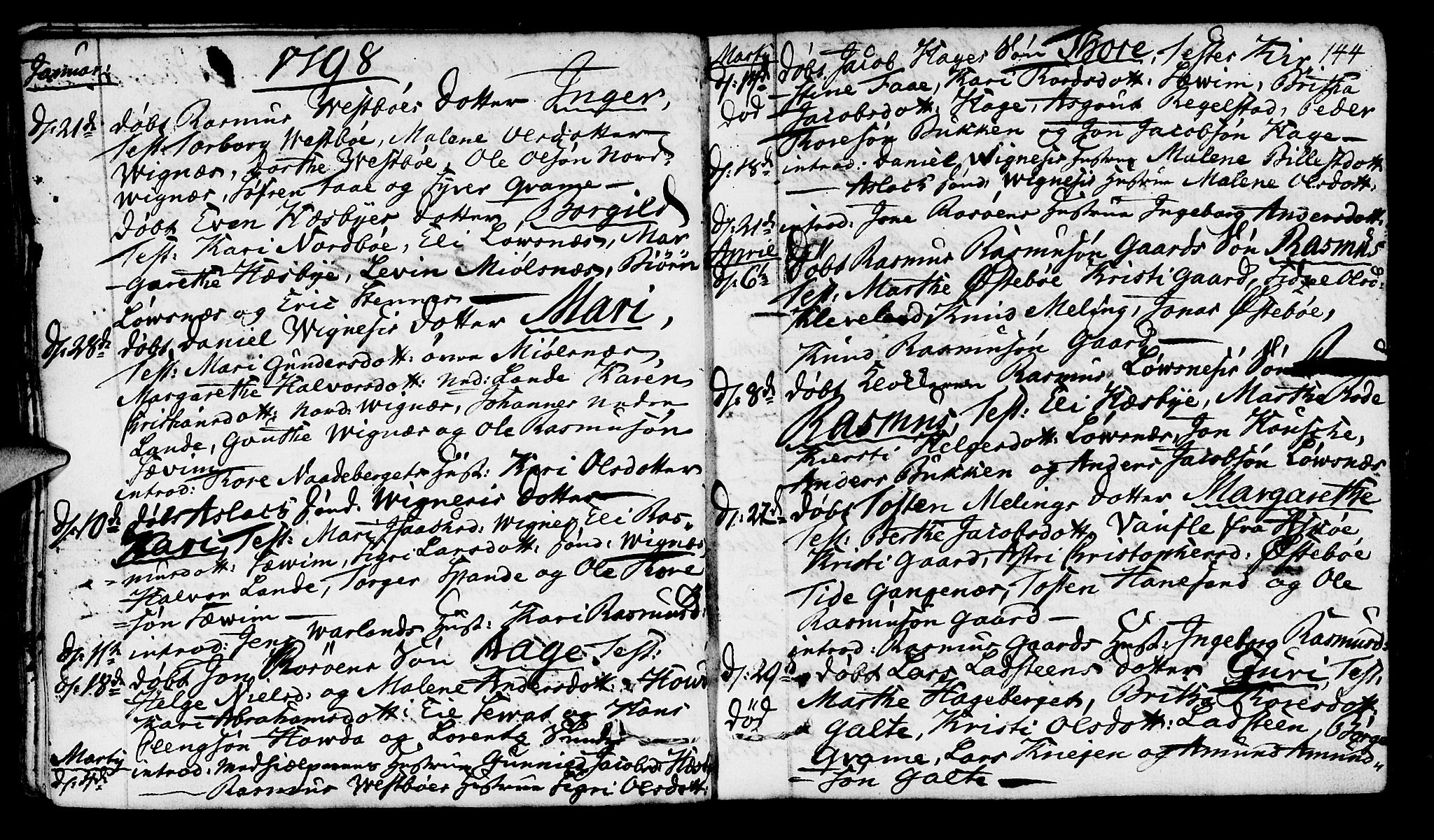 Finnøy sokneprestkontor, AV/SAST-A-101825/H/Ha/Haa/L0005: Parish register (official) no. A 5, 1773-1816, p. 144