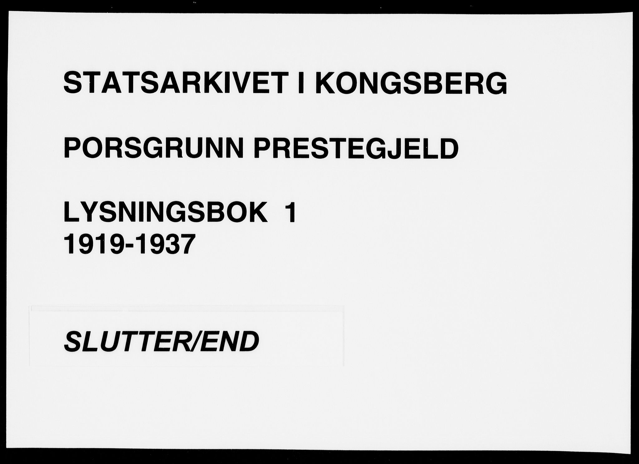 Porsgrunn kirkebøker , AV/SAKO-A-104/H/Ha/L0001: Banns register no. 1, 1919-1937