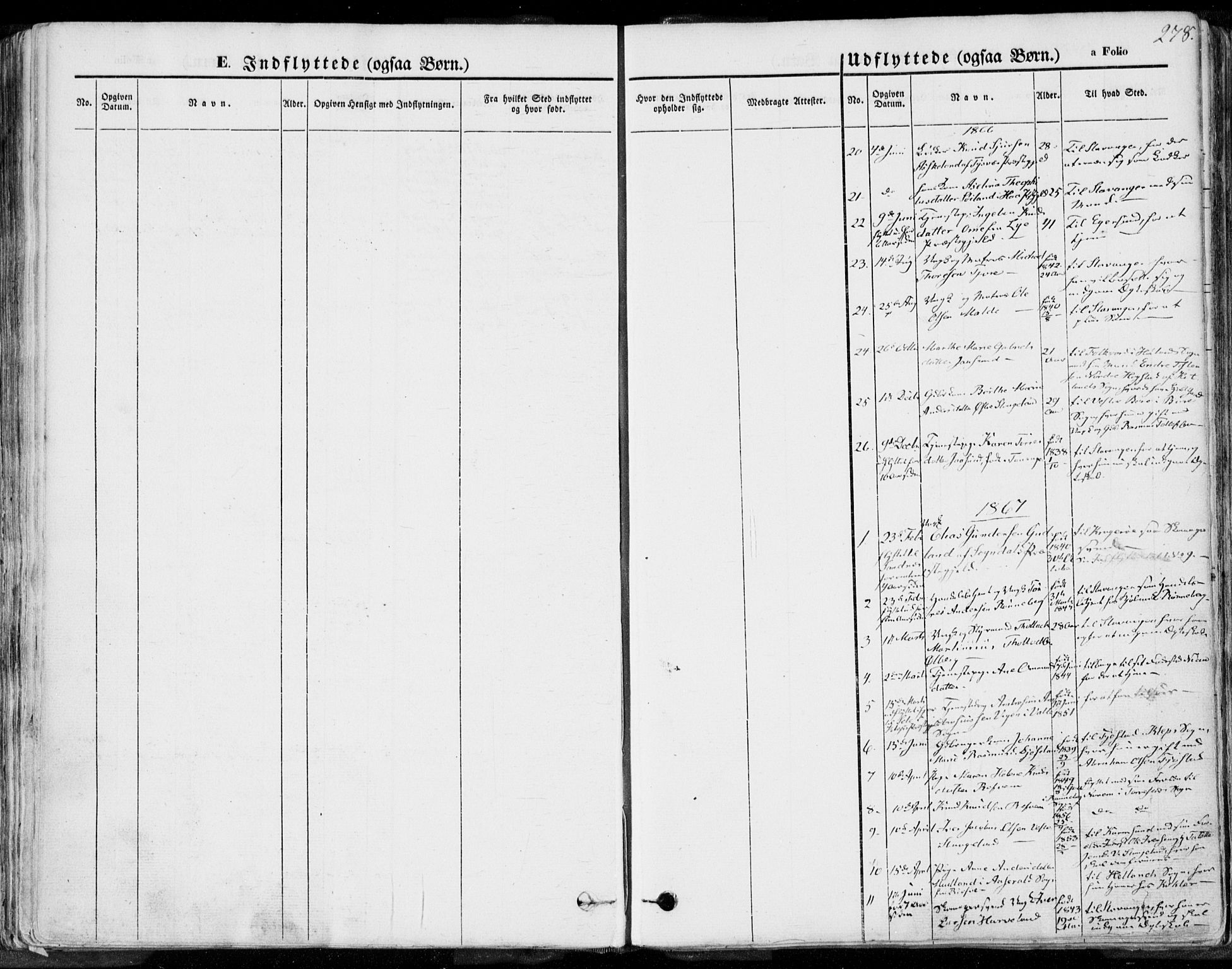 Håland sokneprestkontor, SAST/A-101802/001/30BA/L0008: Parish register (official) no. A 7.2, 1854-1870, p. 278