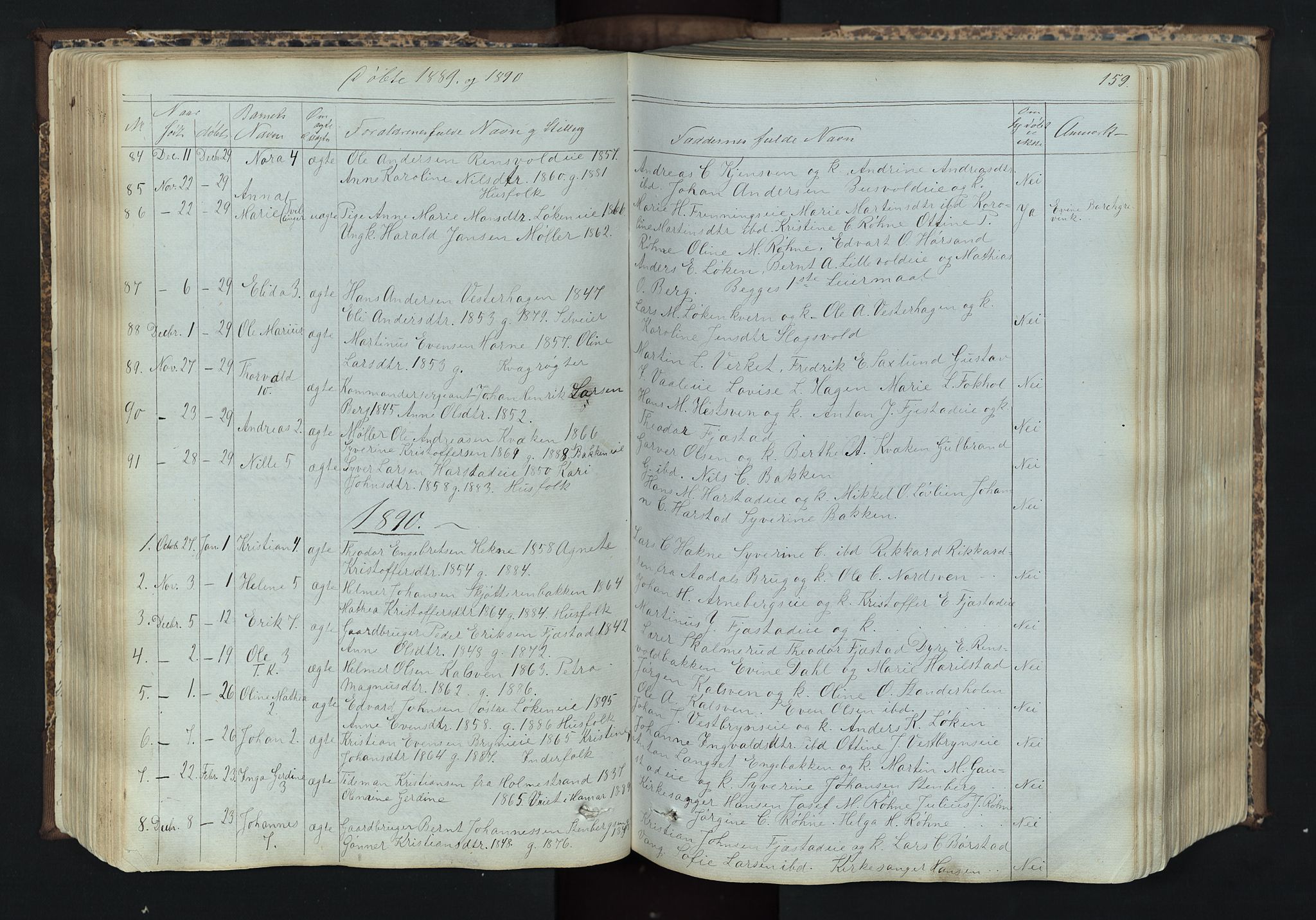 Romedal prestekontor, SAH/PREST-004/L/L0011: Parish register (copy) no. 11, 1867-1895, p. 159