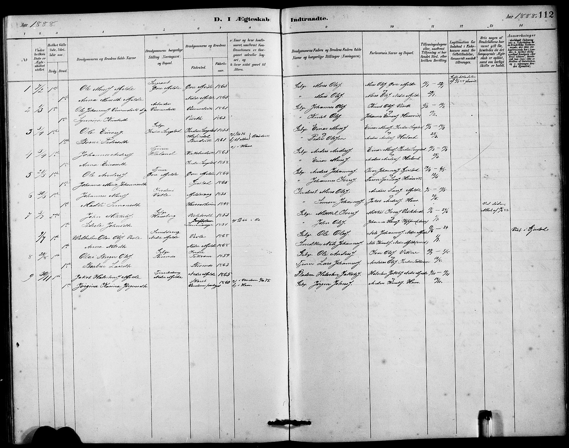 Haus sokneprestembete, SAB/A-75601/H/Hab: Parish register (copy) no. B 3, 1885-1899, p. 112