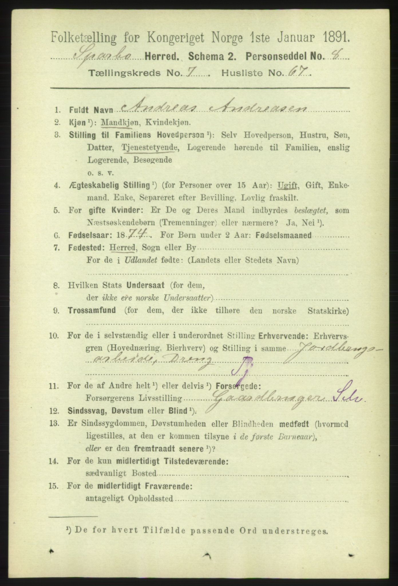 RA, 1891 census for 1731 Sparbu, 1891, p. 2756