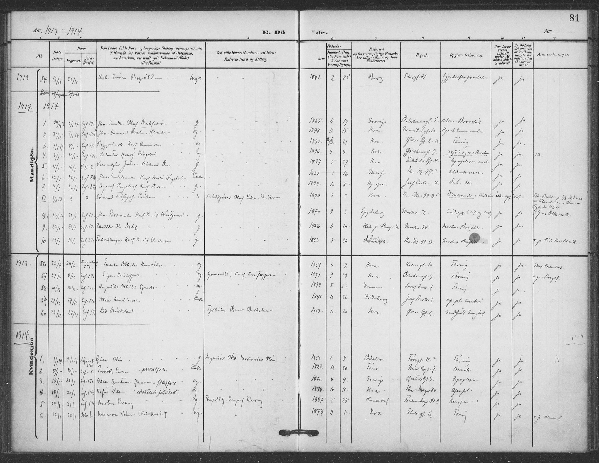 Jakob prestekontor Kirkebøker, AV/SAO-A-10850/F/Fa/L0011: Parish register (official) no. 11, 1906-1920, p. 81