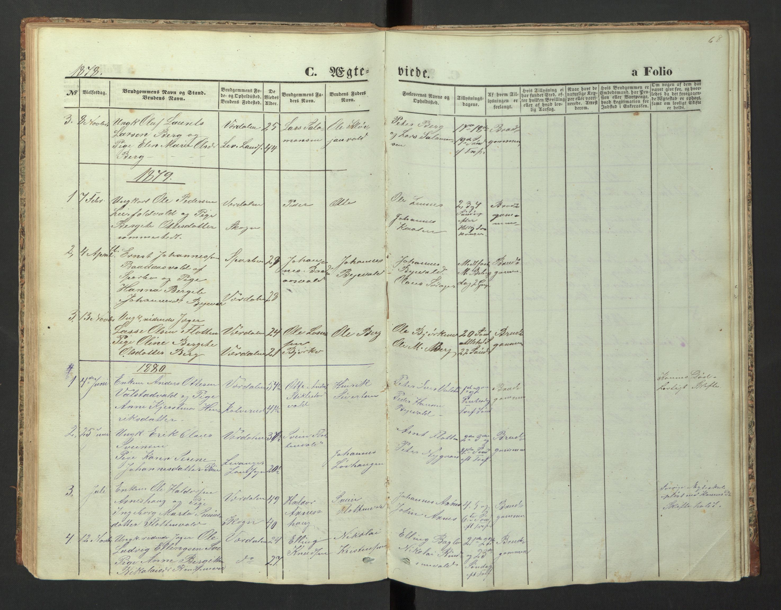 Ministerialprotokoller, klokkerbøker og fødselsregistre - Nord-Trøndelag, AV/SAT-A-1458/726/L0271: Parish register (copy) no. 726C02, 1869-1897, p. 68