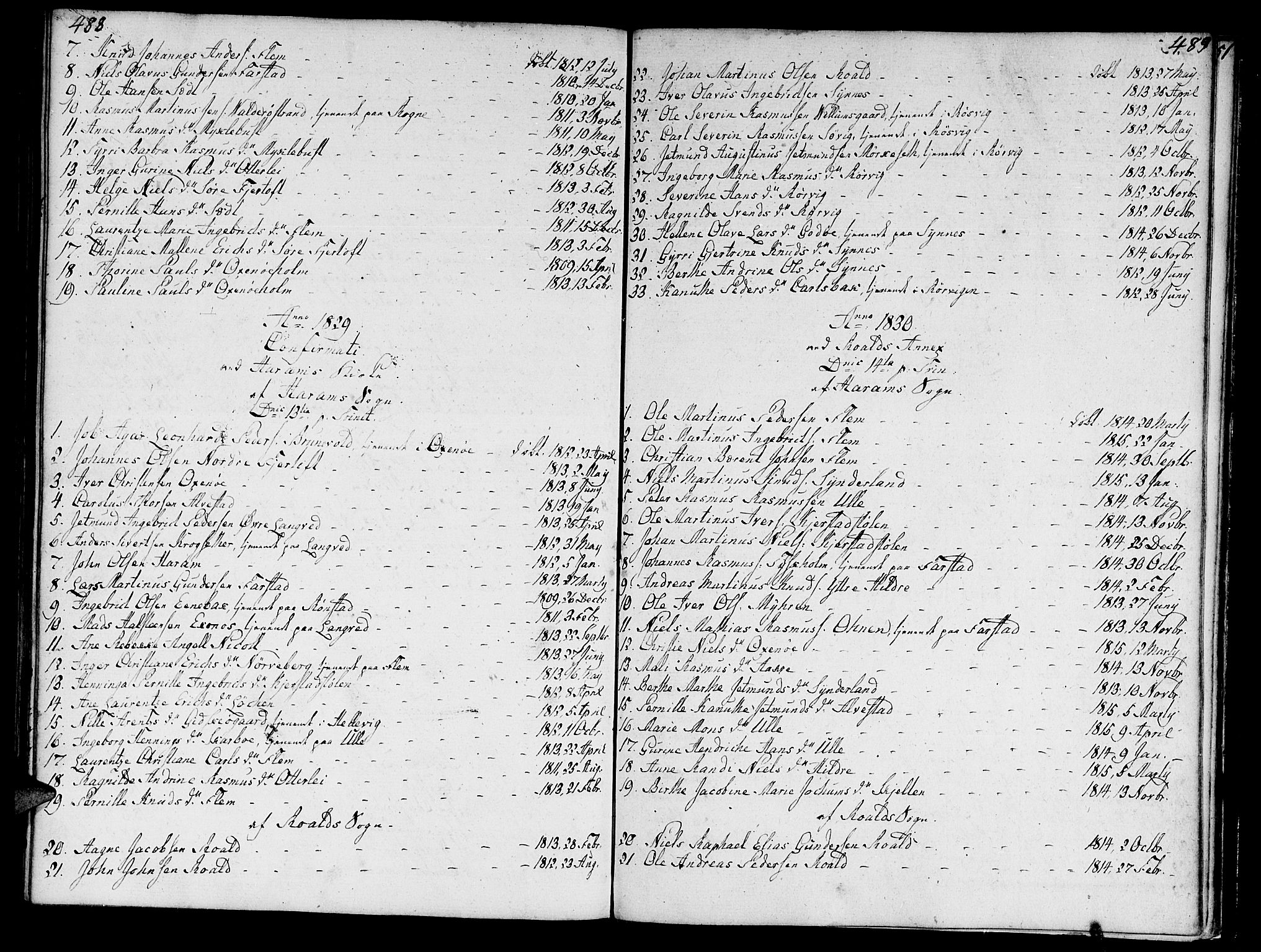 Ministerialprotokoller, klokkerbøker og fødselsregistre - Møre og Romsdal, SAT/A-1454/536/L0494: Parish register (official) no. 536A03, 1803-1836, p. 488-489