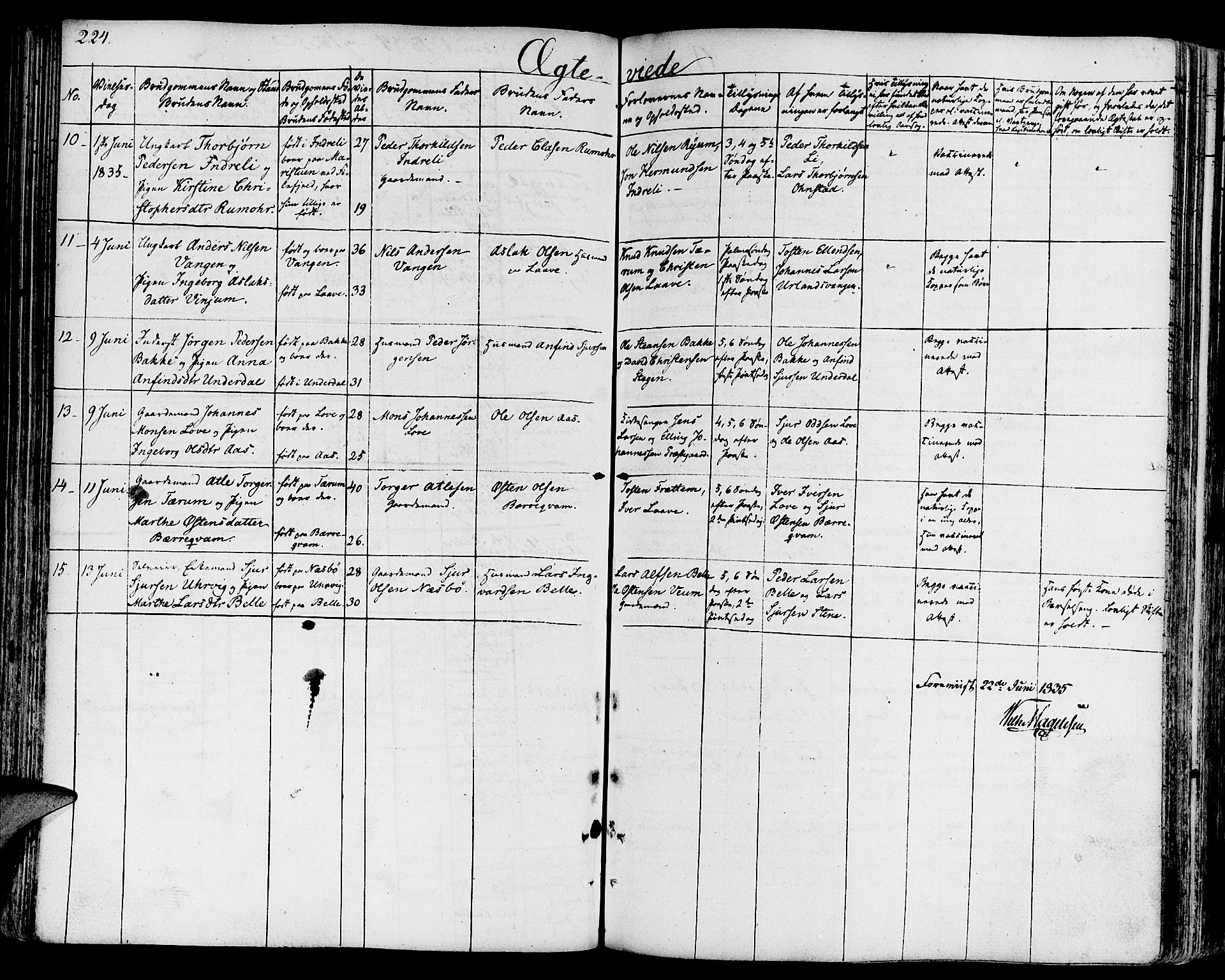 Aurland sokneprestembete, SAB/A-99937/H/Ha/Haa/L0006: Parish register (official) no. A 6, 1821-1859, p. 224