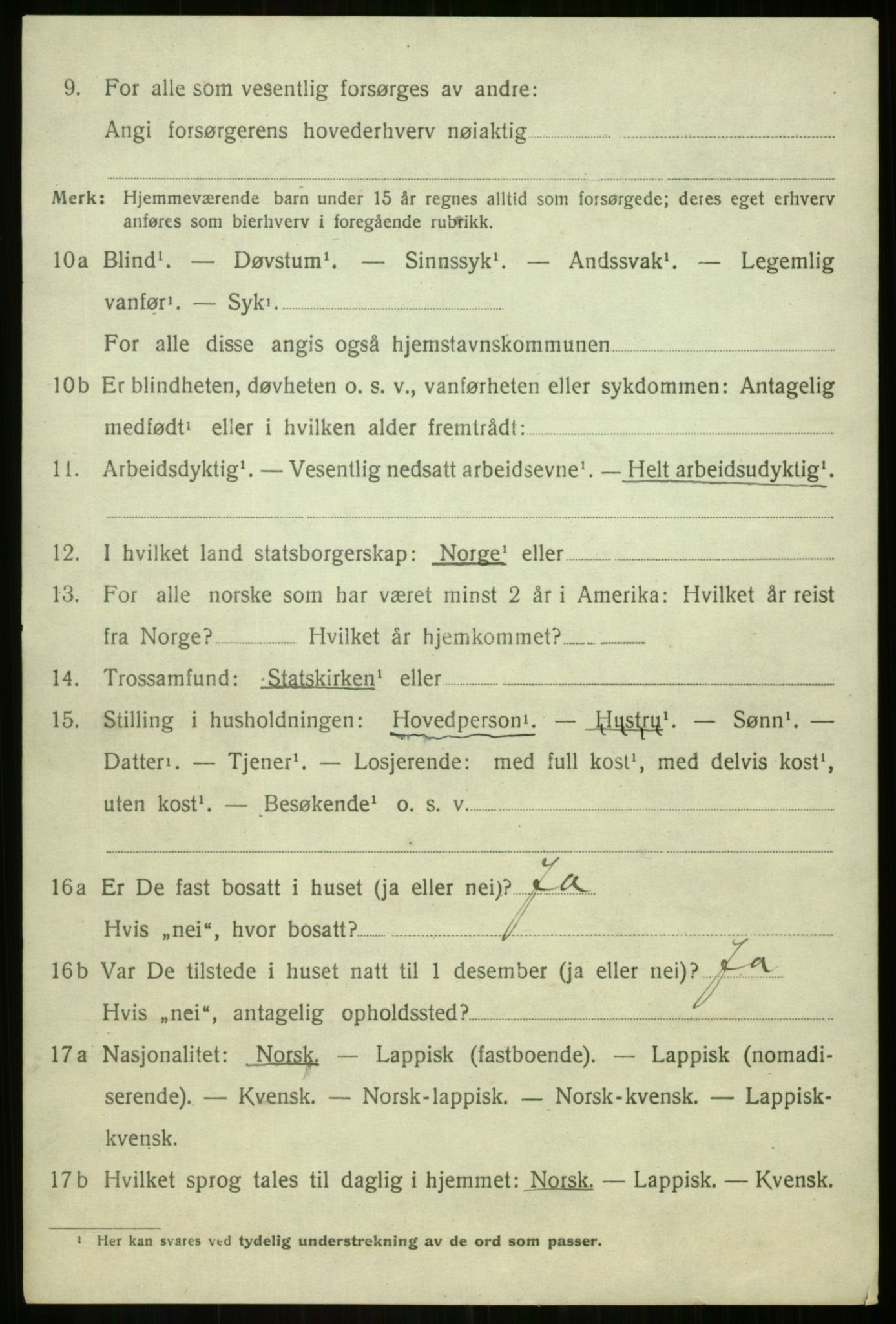 SATØ, 1920 census for Malangen, 1920, p. 4129