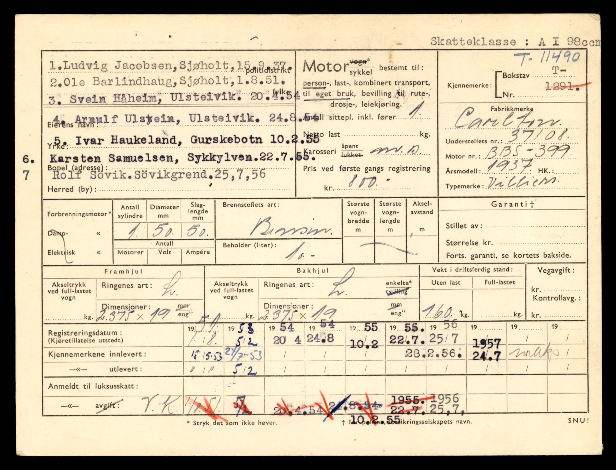 Møre og Romsdal vegkontor - Ålesund trafikkstasjon, AV/SAT-A-4099/F/Fe/L0029: Registreringskort for kjøretøy T 11430 - T 11619, 1927-1998, p. 1134