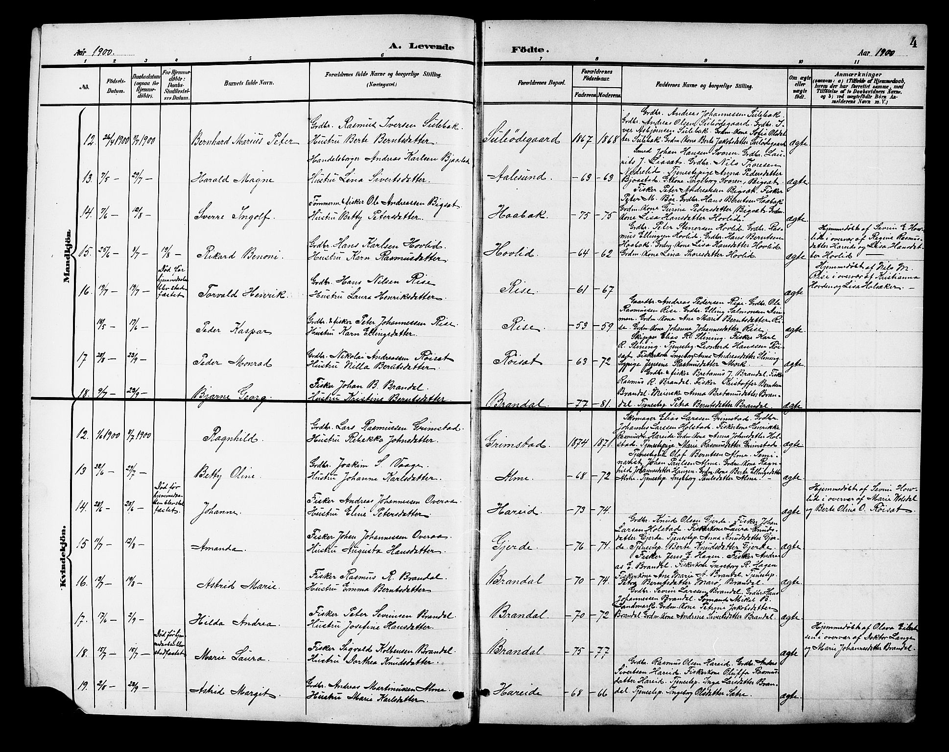 Ministerialprotokoller, klokkerbøker og fødselsregistre - Møre og Romsdal, SAT/A-1454/510/L0126: Parish register (copy) no. 510C03, 1900-1922, p. 4