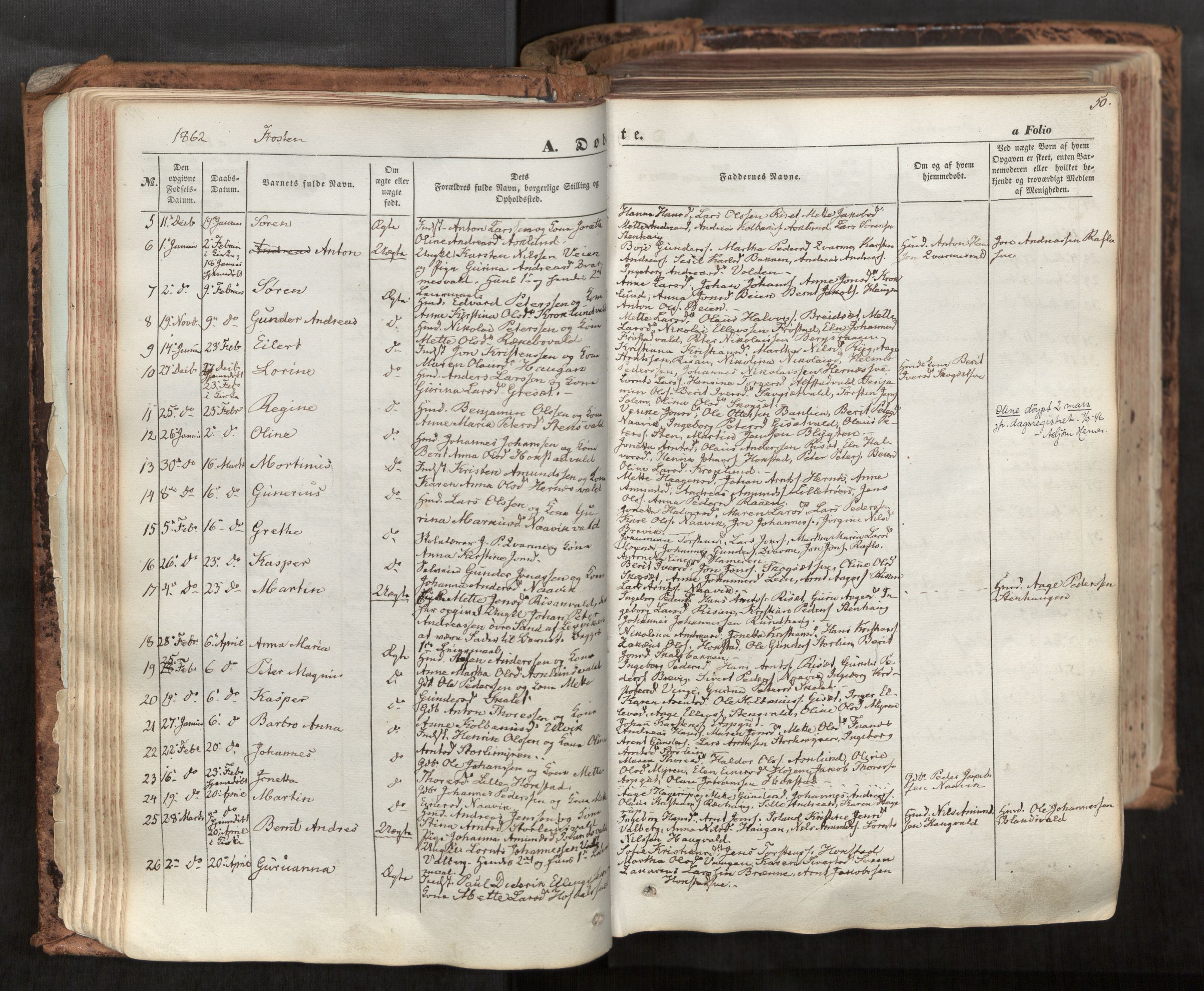 Ministerialprotokoller, klokkerbøker og fødselsregistre - Nord-Trøndelag, SAT/A-1458/713/L0116: Parish register (official) no. 713A07, 1850-1877, p. 50