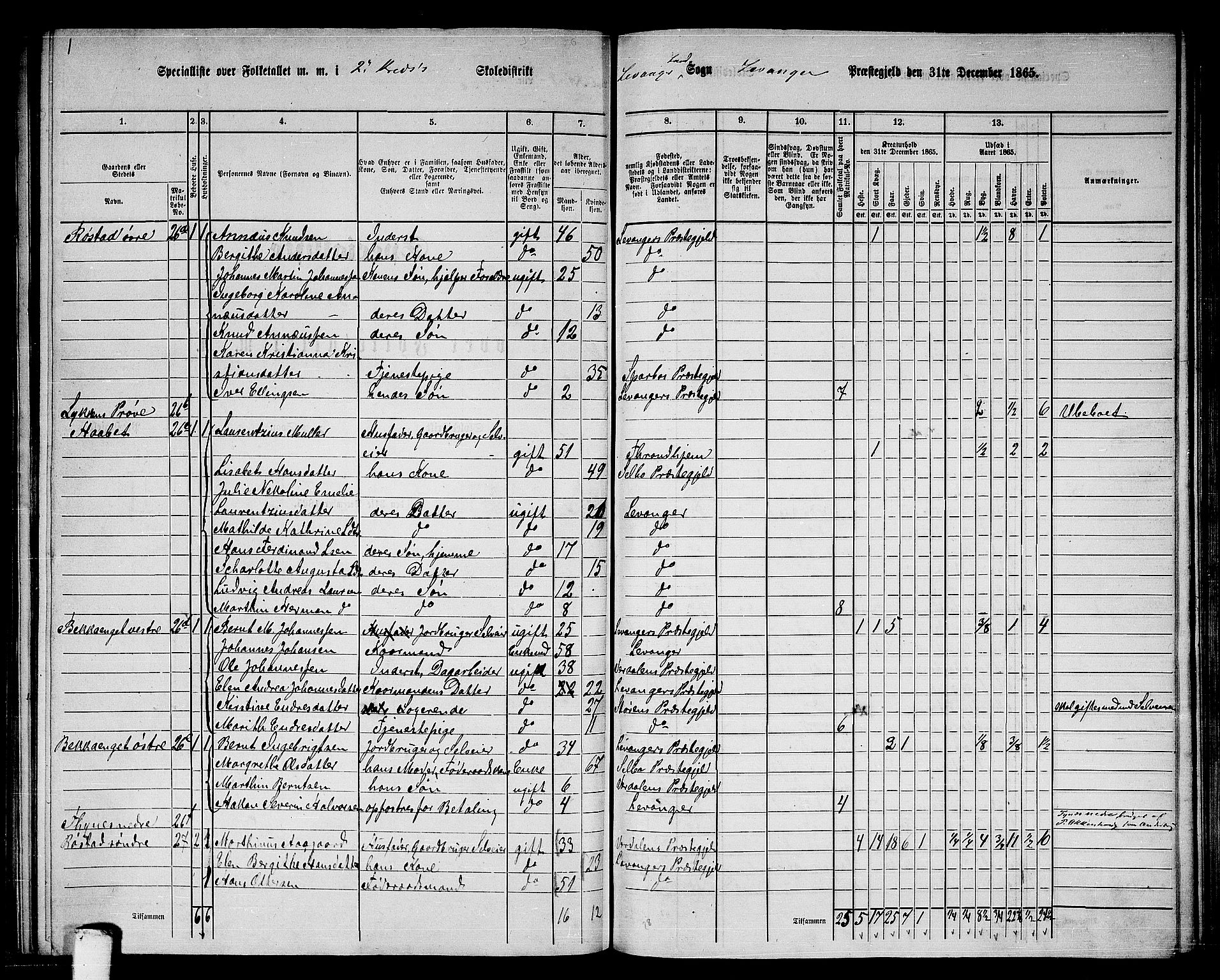 RA, 1865 census for Levanger/Levanger, 1865, p. 27