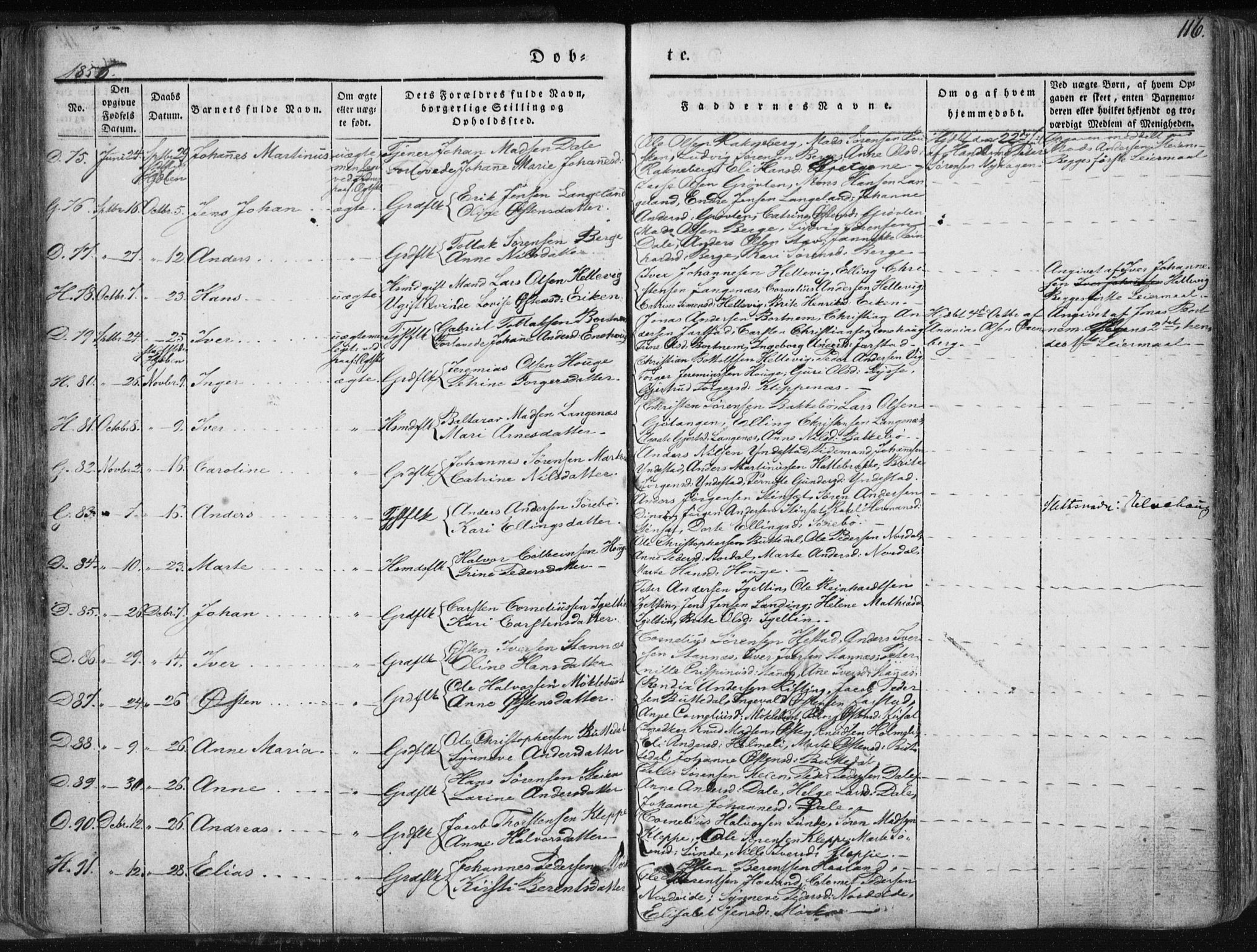 Fjaler sokneprestembete, SAB/A-79801/H/Haa/Haaa/L0006: Parish register (official) no. A 6, 1835-1884, p. 116
