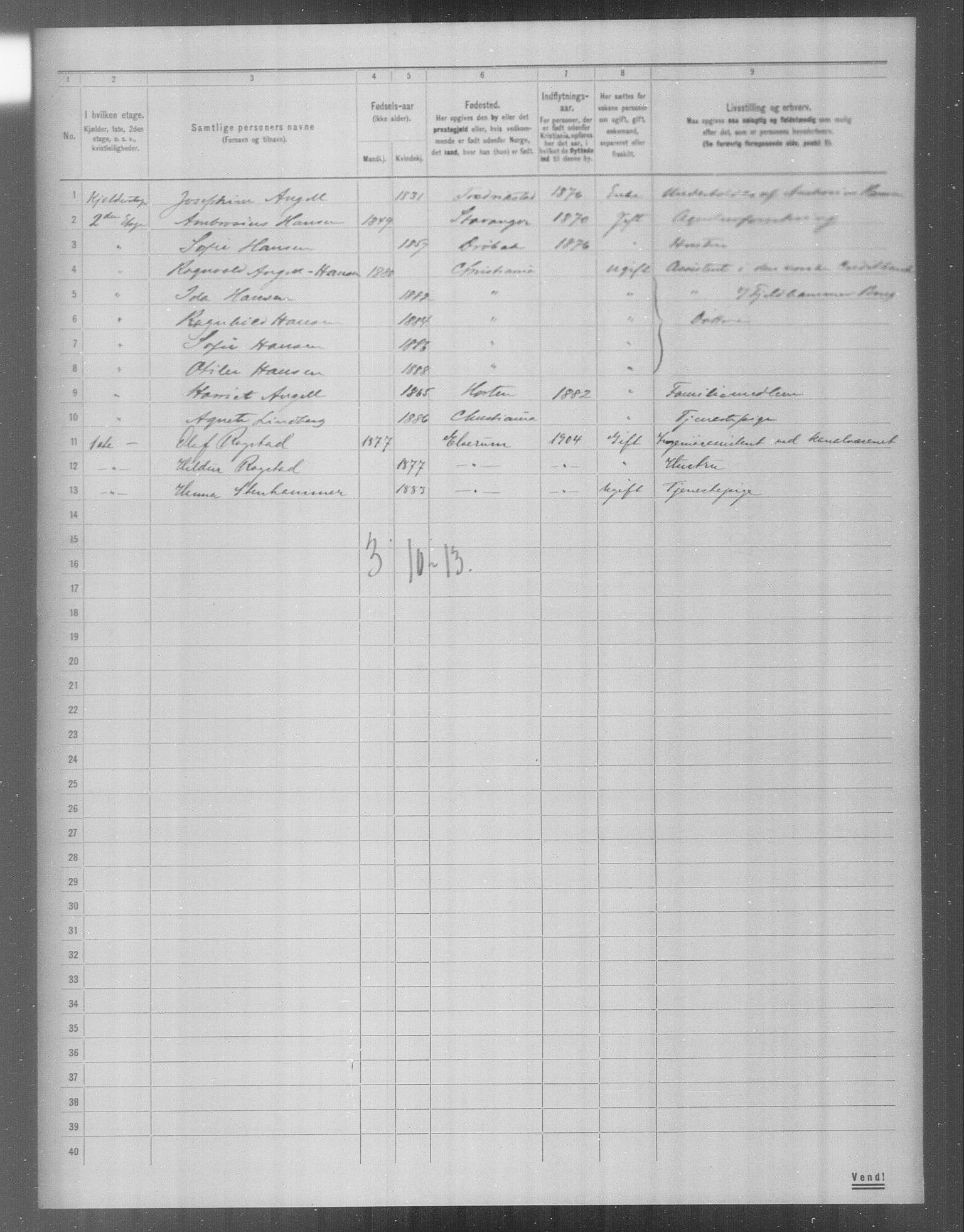 OBA, Municipal Census 1904 for Kristiania, 1904, p. 21745