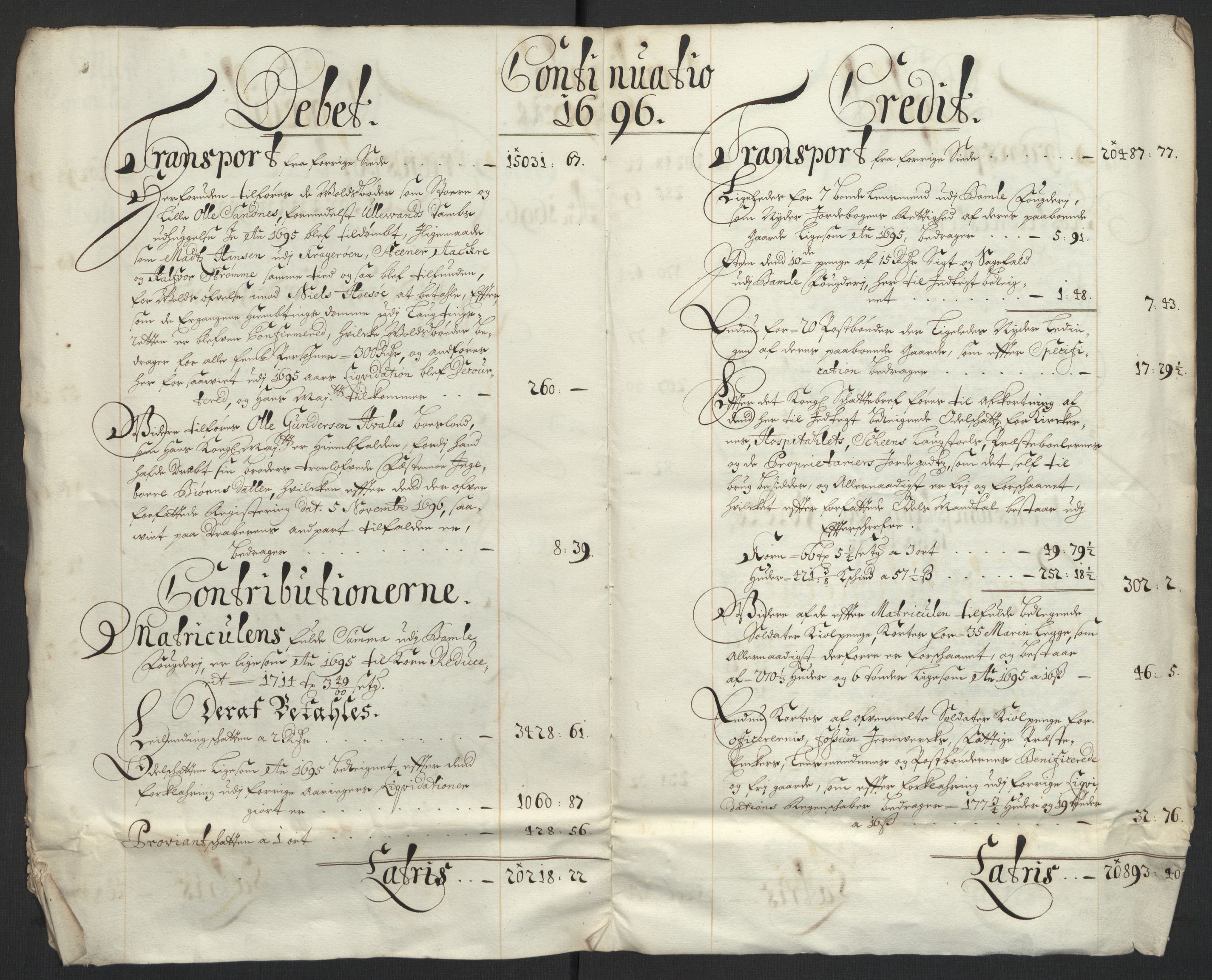 Rentekammeret inntil 1814, Reviderte regnskaper, Fogderegnskap, AV/RA-EA-4092/R36/L2094: Fogderegnskap Øvre og Nedre Telemark og Bamble, 1696, p. 27