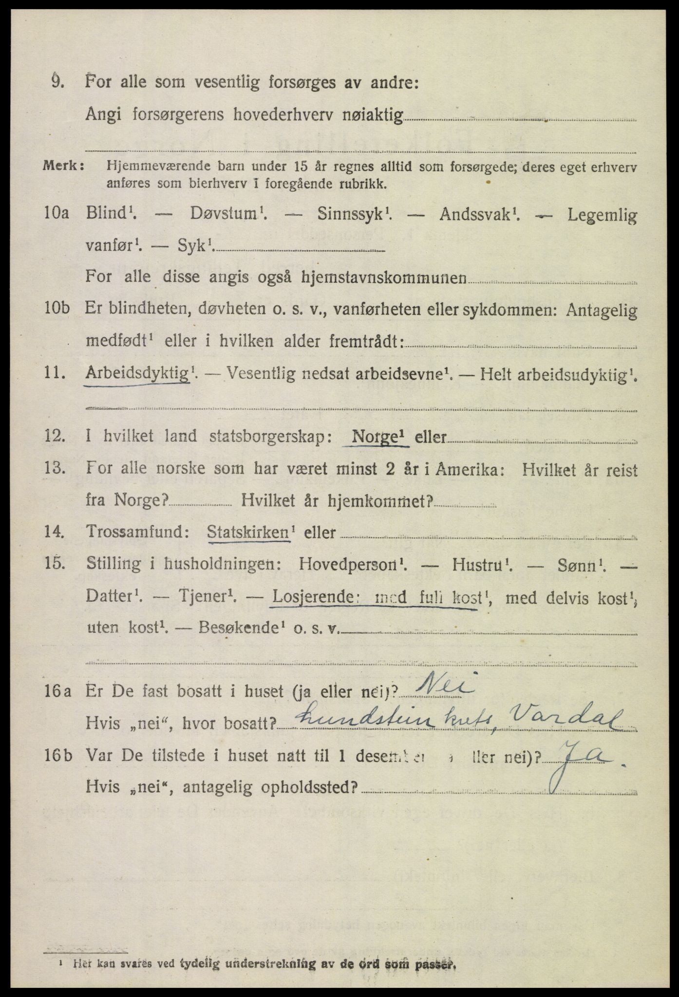 SAH, 1920 census for Vardal, 1920, p. 5060