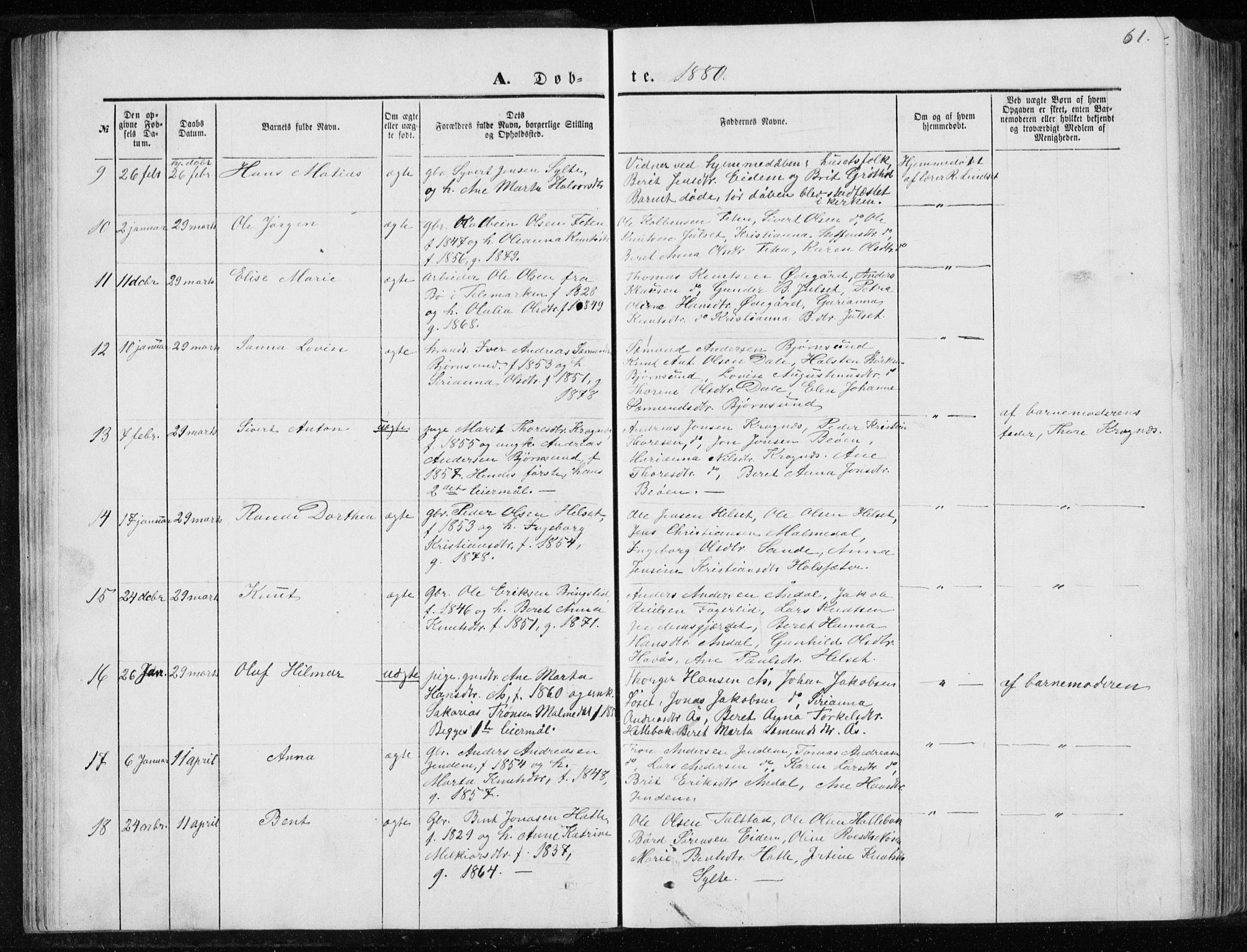 Ministerialprotokoller, klokkerbøker og fødselsregistre - Møre og Romsdal, AV/SAT-A-1454/565/L0754: Parish register (copy) no. 565C03, 1870-1896, p. 61