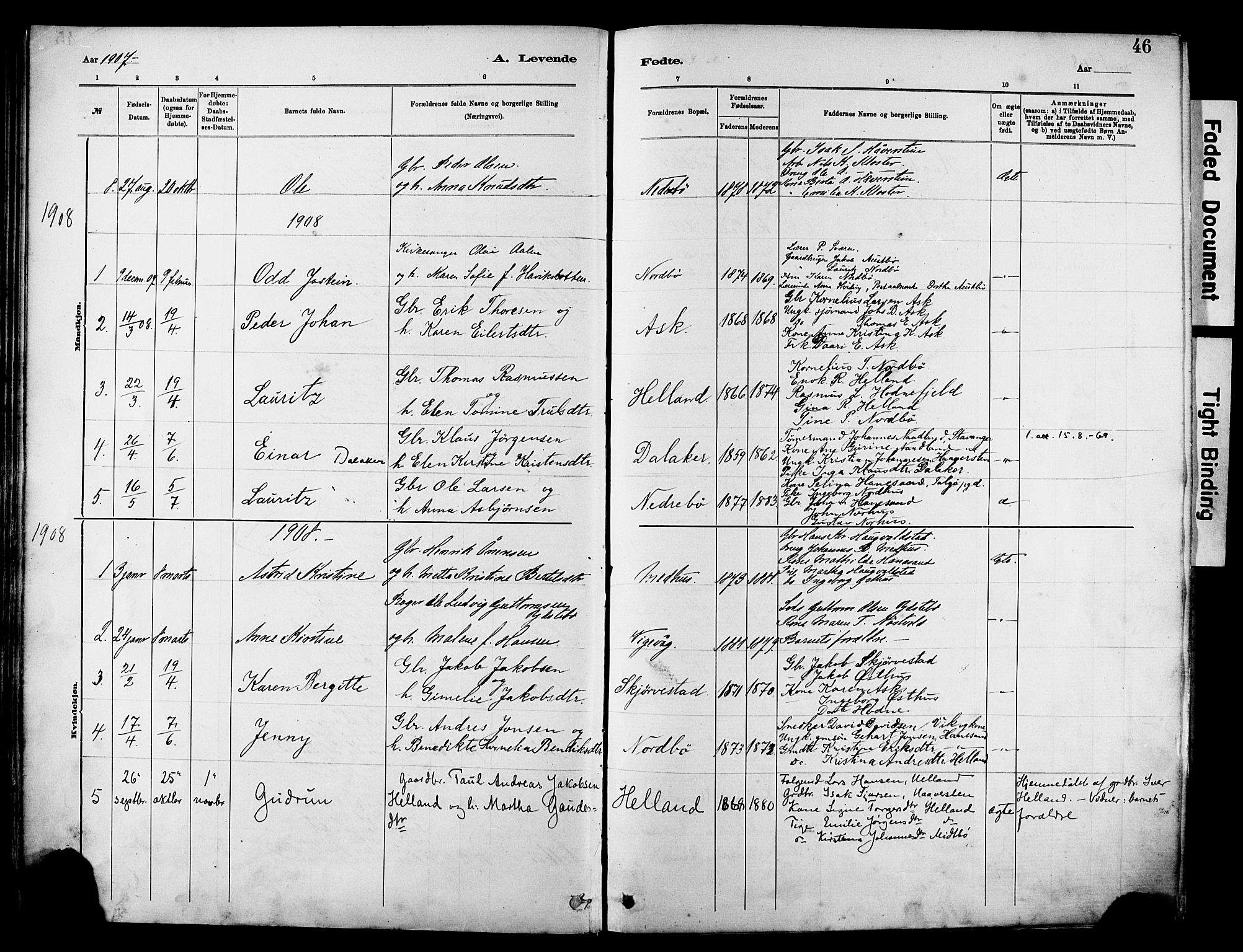 Rennesøy sokneprestkontor, SAST/A -101827/H/Ha/Haa/L0012: Parish register (official) no. A 13, 1885-1917, p. 46