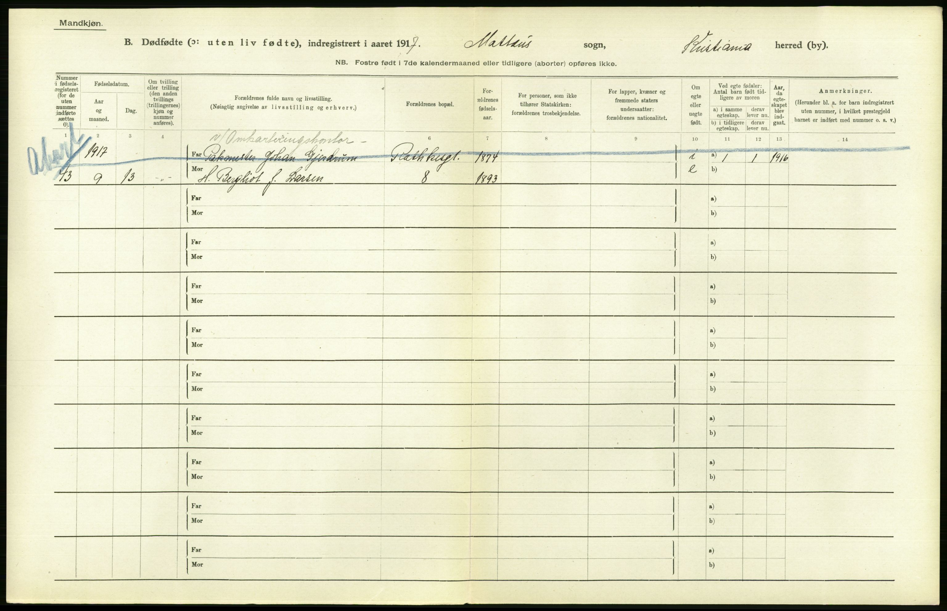 Statistisk sentralbyrå, Sosiodemografiske emner, Befolkning, RA/S-2228/D/Df/Dfb/Dfbg/L0011: Kristiania: Døde, dødfødte., 1917, p. 540