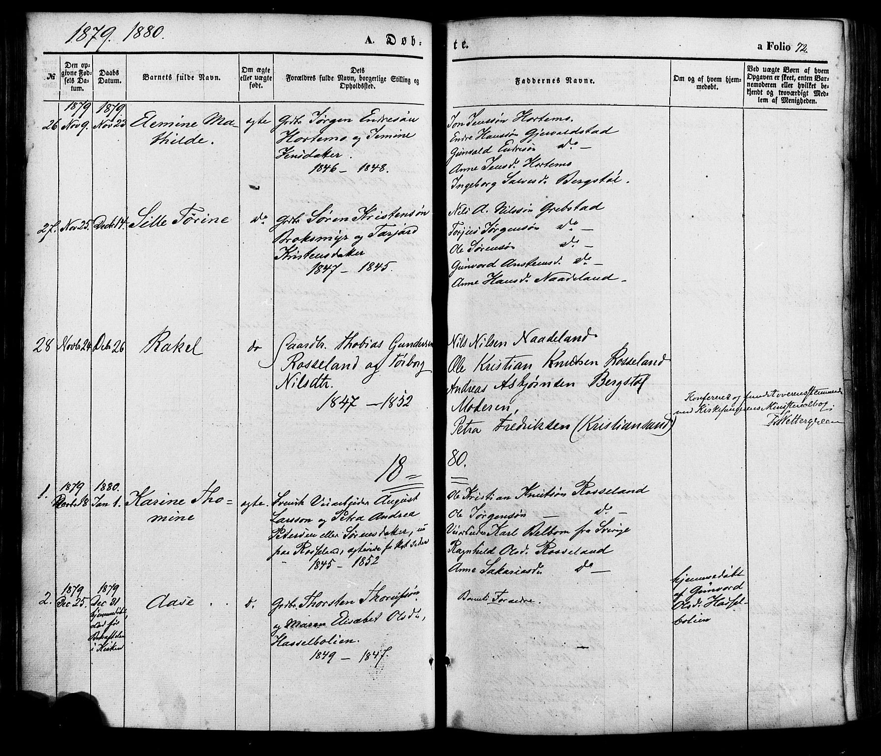 Søgne sokneprestkontor, SAK/1111-0037/F/Fa/Faa/L0002: Parish register (official) no. A 2, 1854-1882, p. 72
